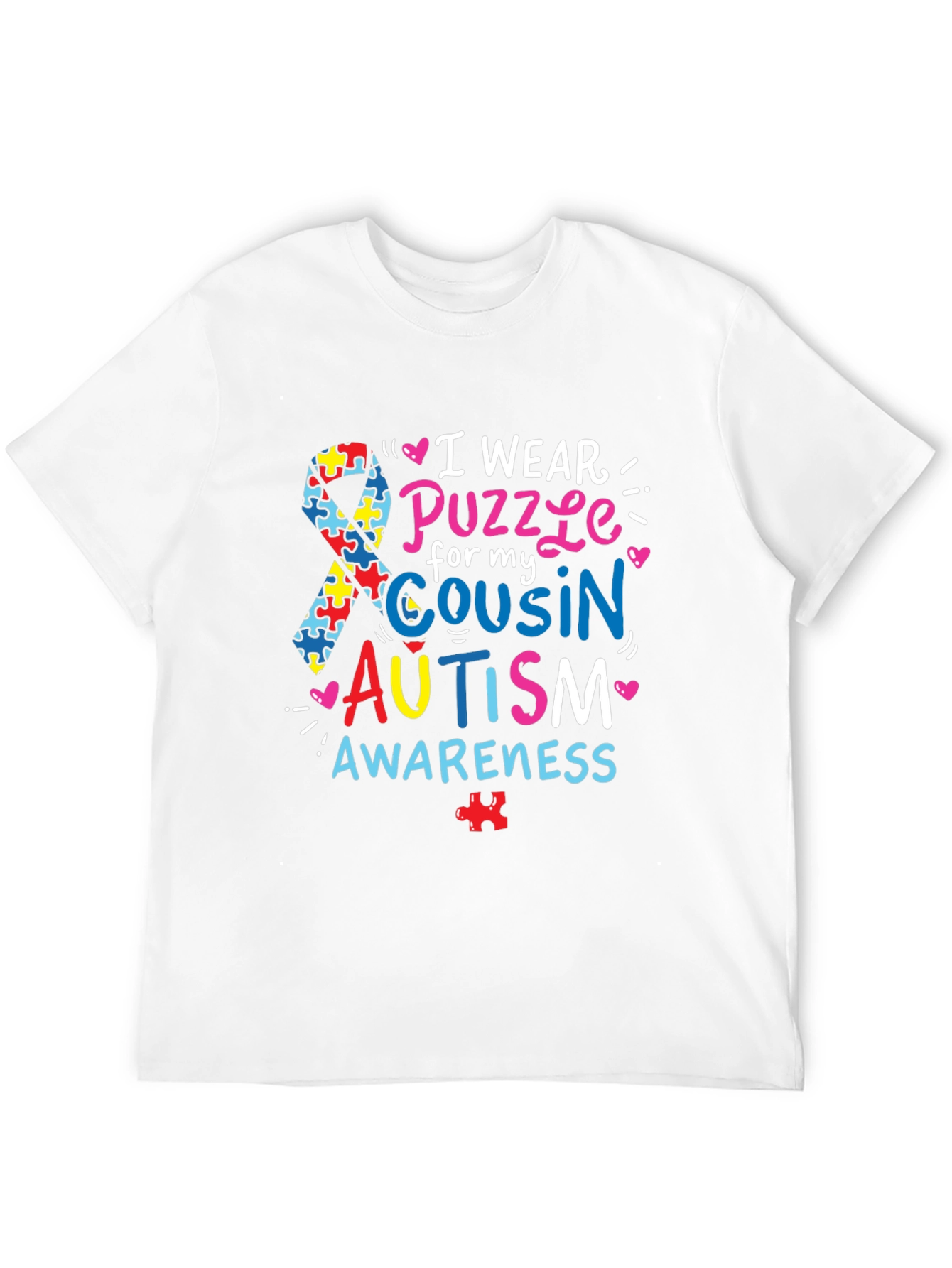 Autism Awareness T-Shirt - Puzzle Ribbon Design