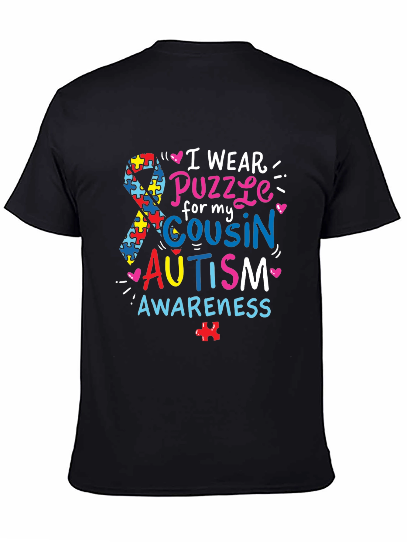 Autism Awareness T-Shirt - Puzzle Ribbon Design