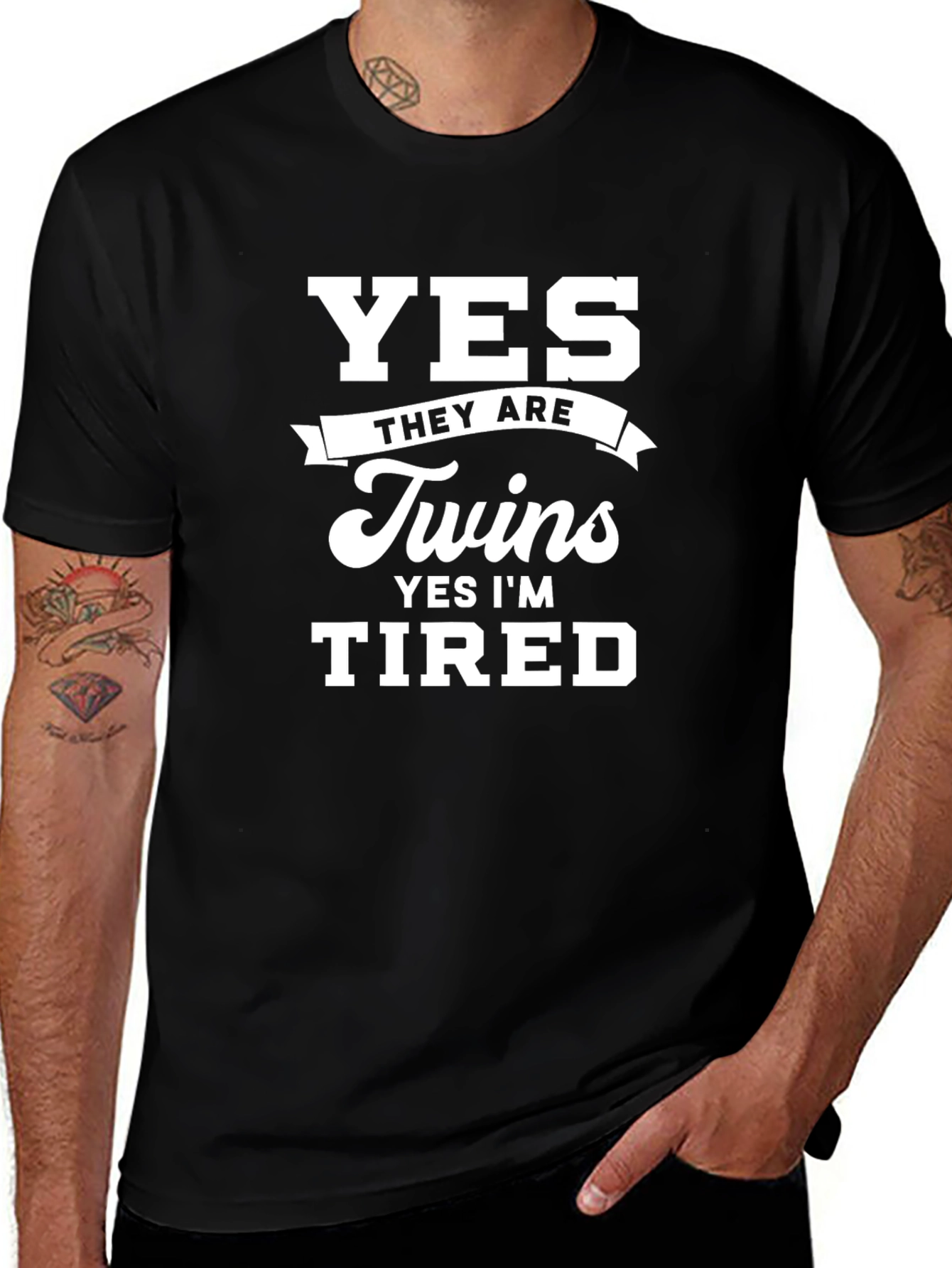 Yes Twins Tired T-Shirt - New Parent Humor
