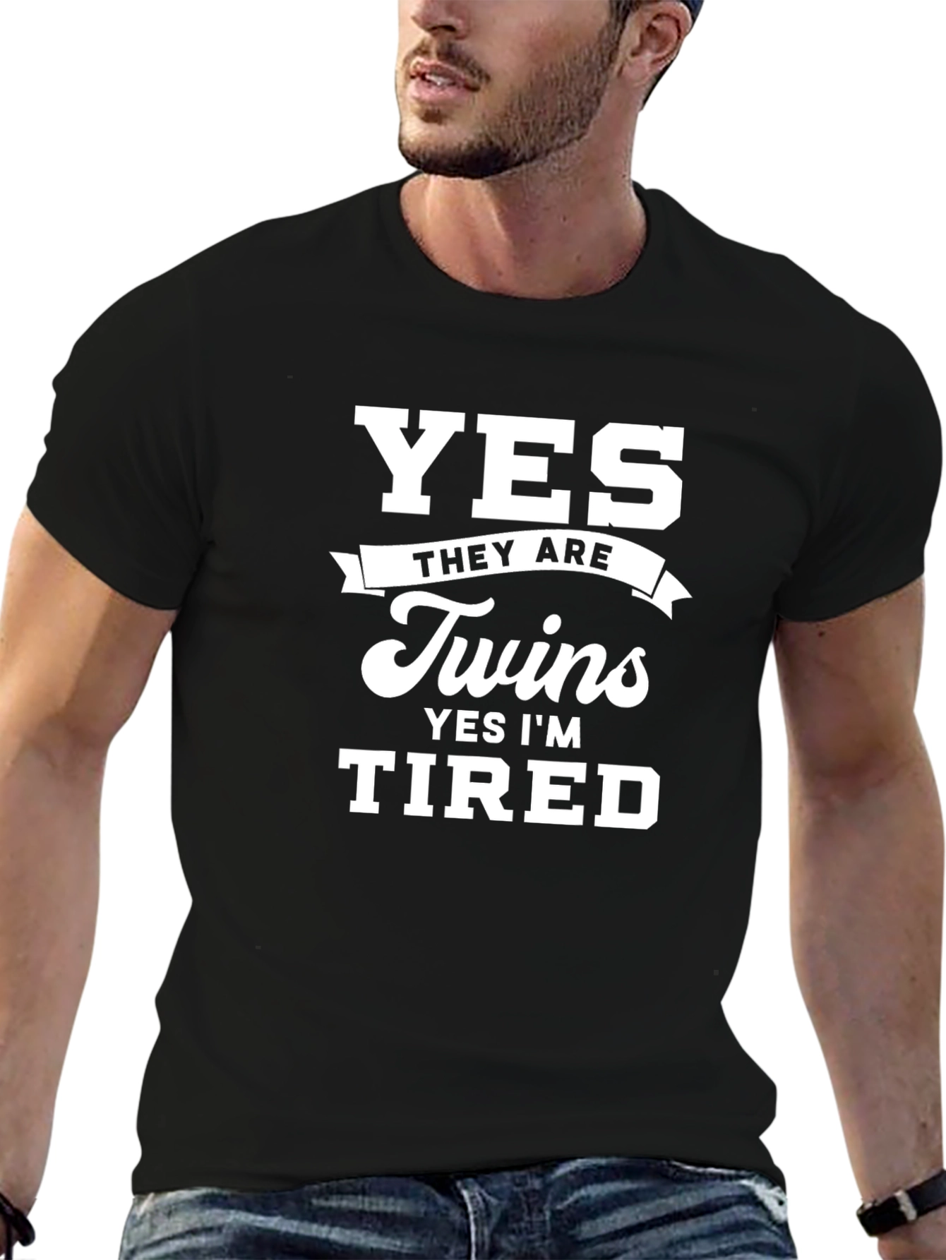Yes Twins Tired T-Shirt - New Parent Humor