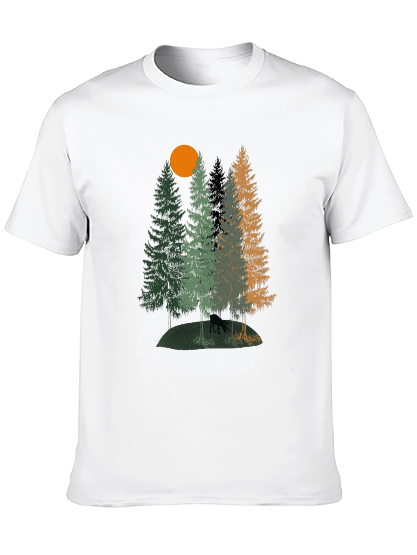 Nature Scene Graphic Tee - Black Cotton T-Shirt