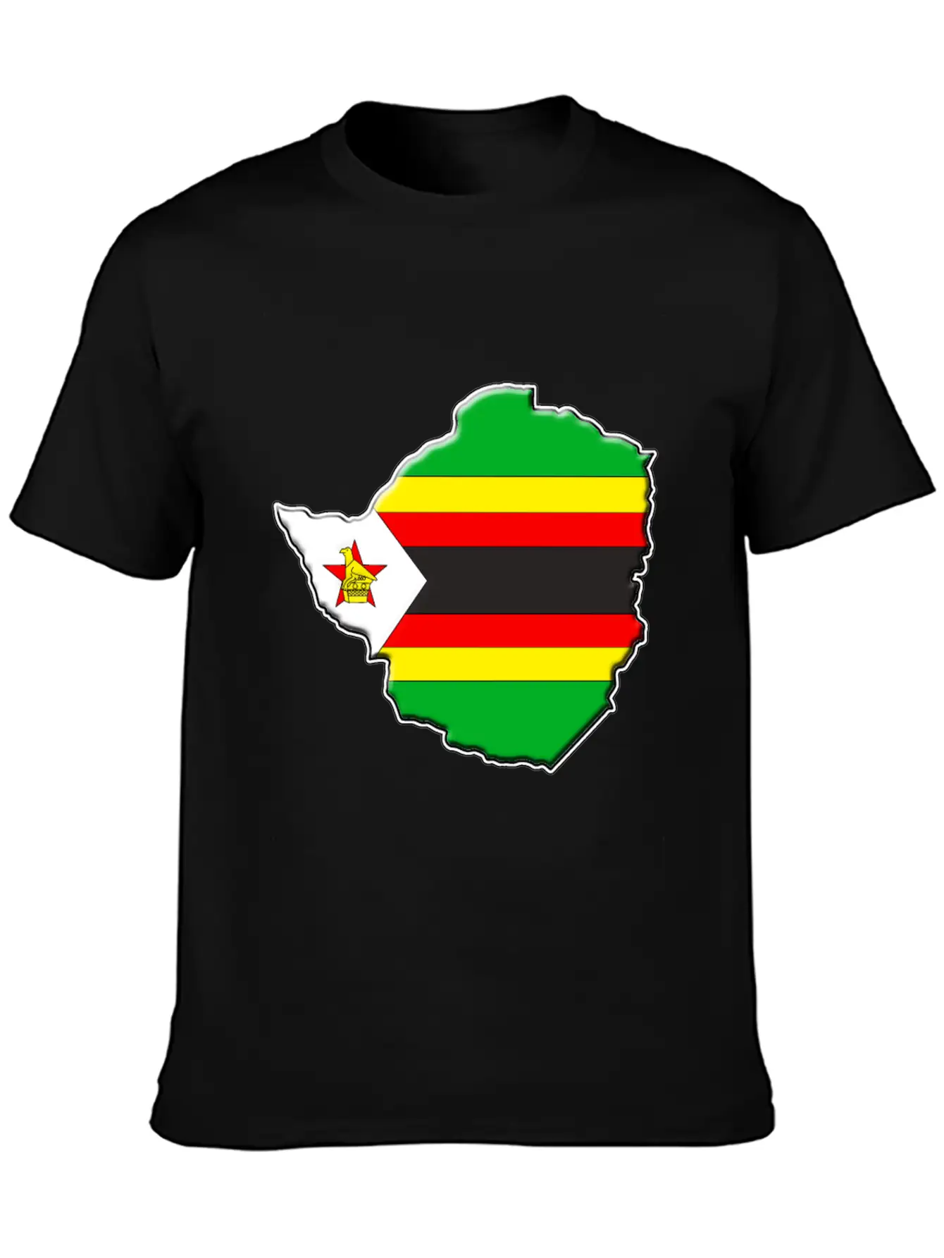 Zimbabwe Flag Map Lightweight Cotton T-Shirt – Daily Comfort Graphic Shirt