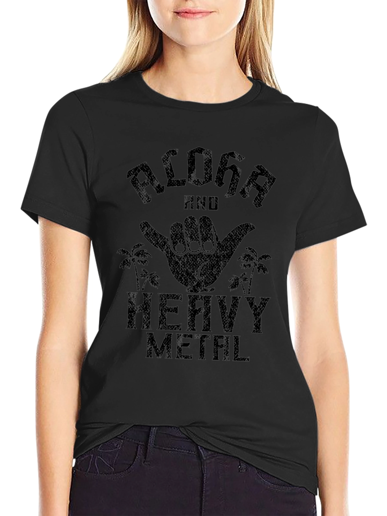 Aloha Heavy Metal Graphic Tee - Black Cotton T-Shirt