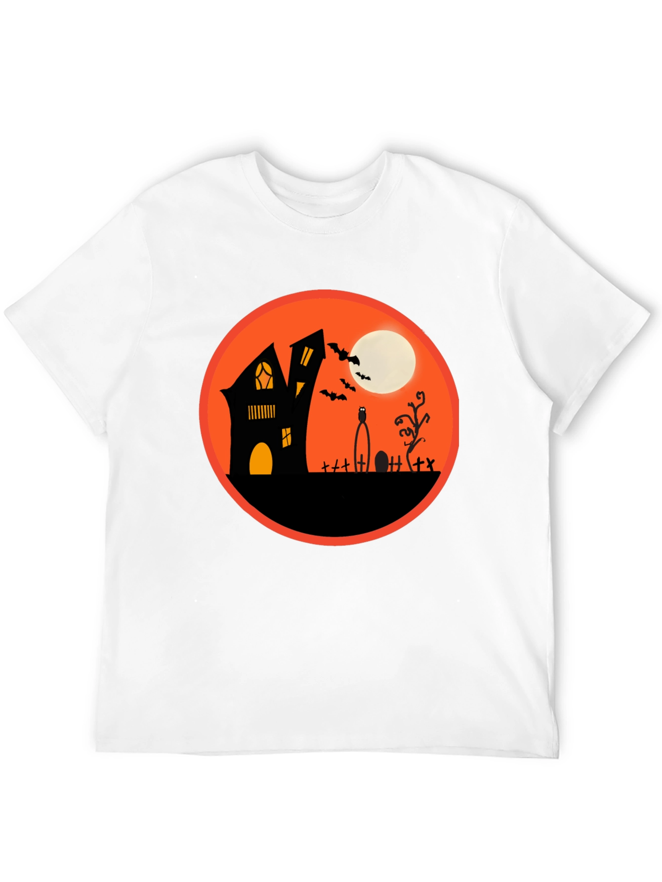 Spooky Halloween T-Shirt - Haunted House Design