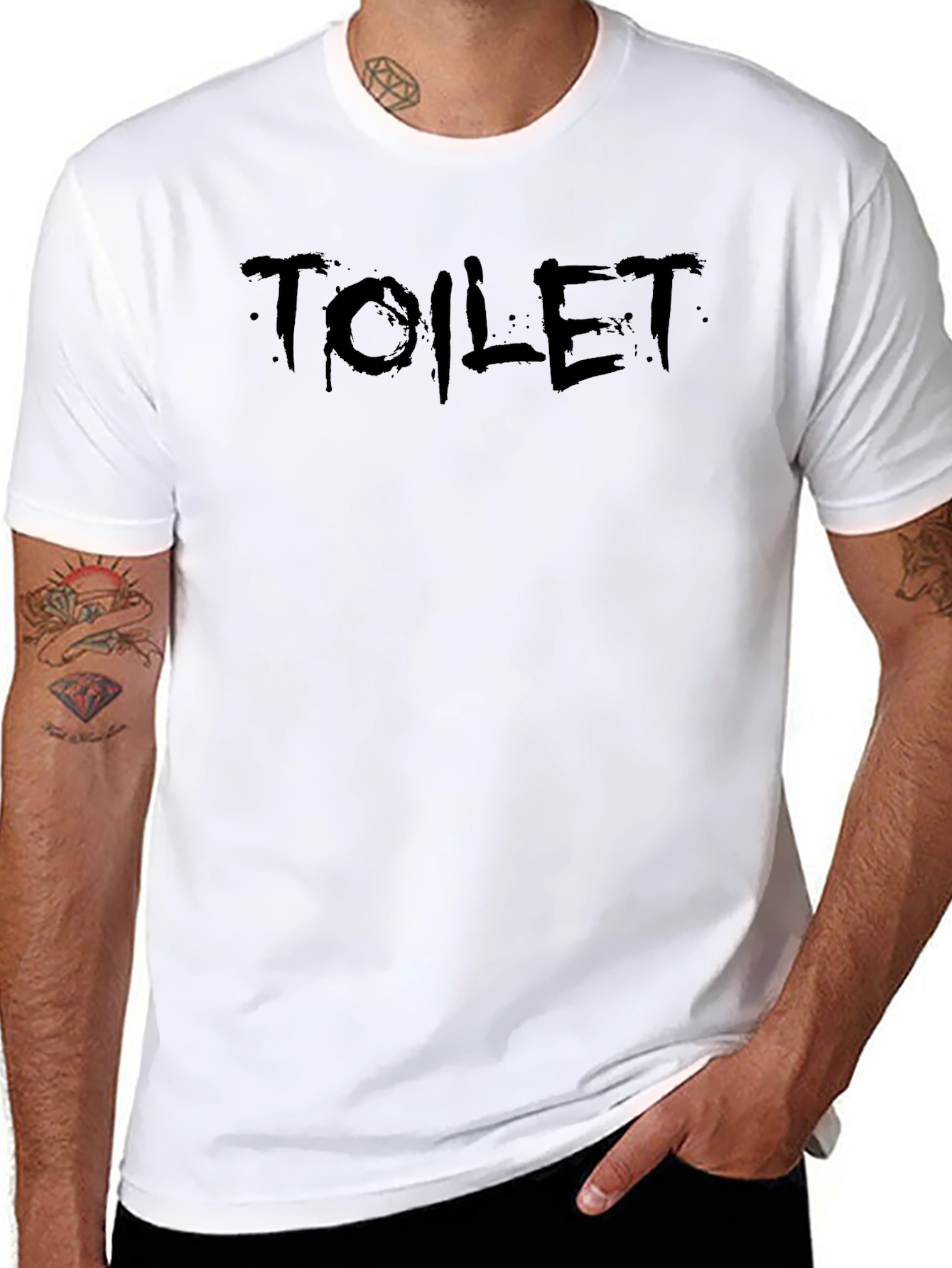 Toilet Humor Graphic T-Shirt - Black