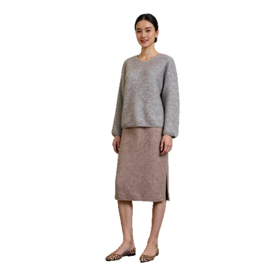 Wool Sweater Women's Fleece Thickened Round Neck Loose Casual Lazy Style Base Layer V-Neck Slimming Sweater