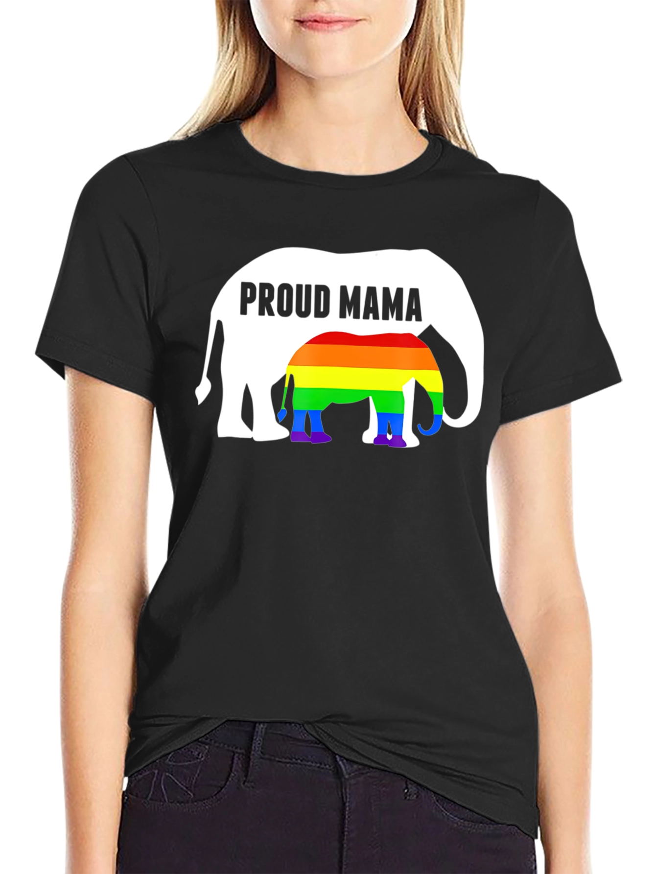 Proud Mama Elephant Rainbow LGBTQ+ T-Shirt