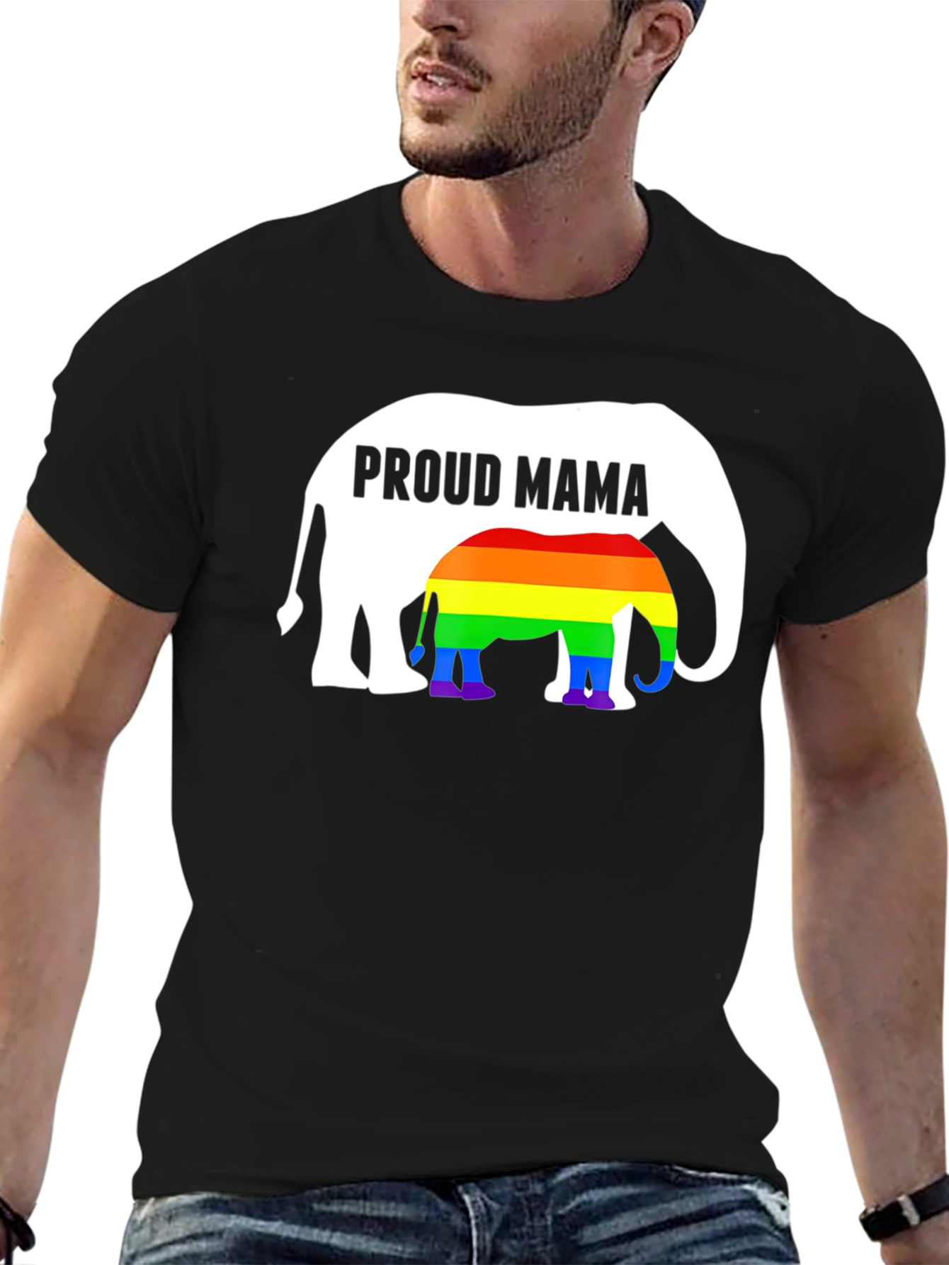 Proud Mama Elephant Rainbow LGBTQ+ T-Shirt