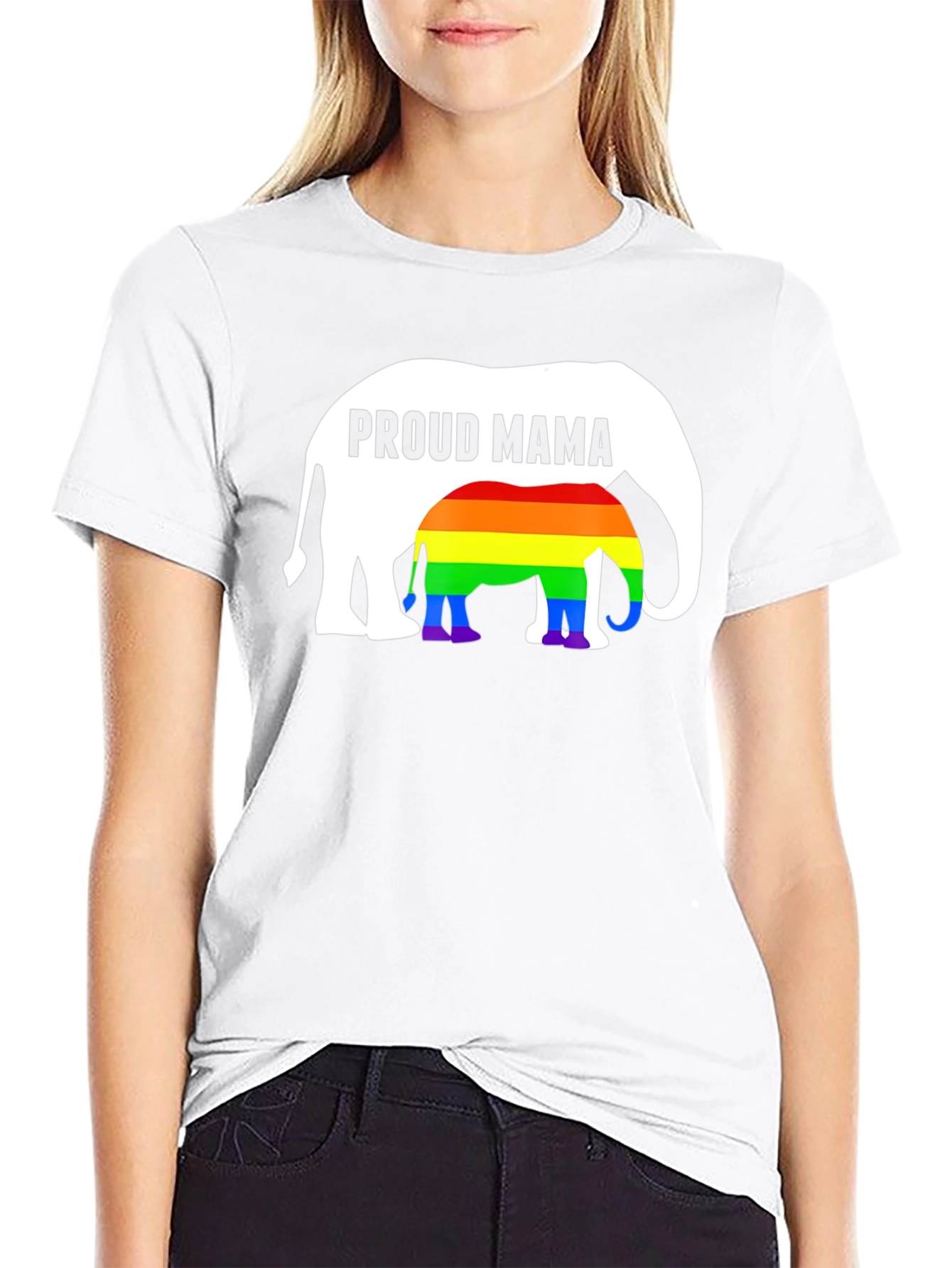 Proud Mama Elephant Rainbow LGBTQ+ T-Shirt