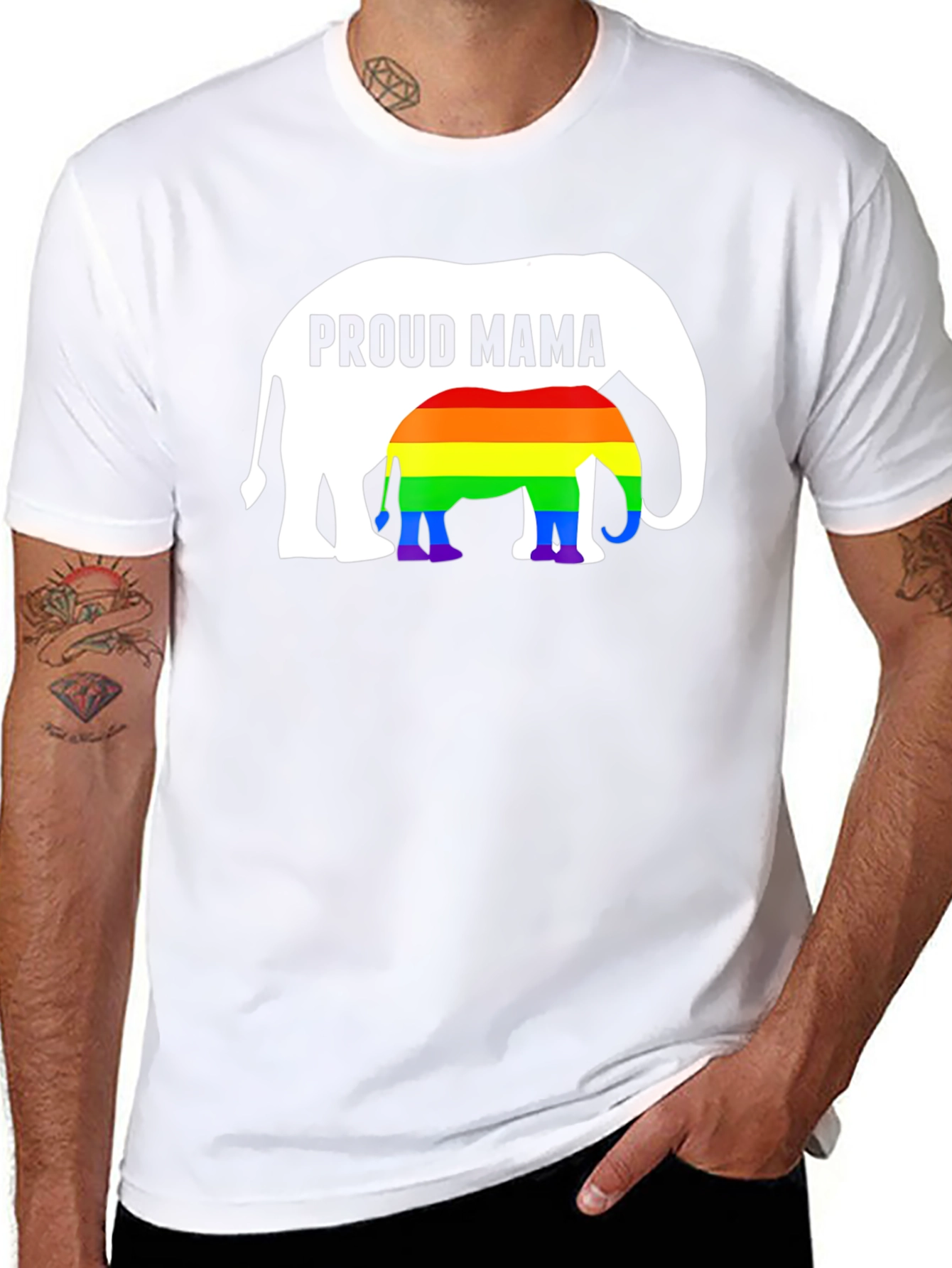 Proud Mama Elephant Rainbow LGBTQ+ T-Shirt