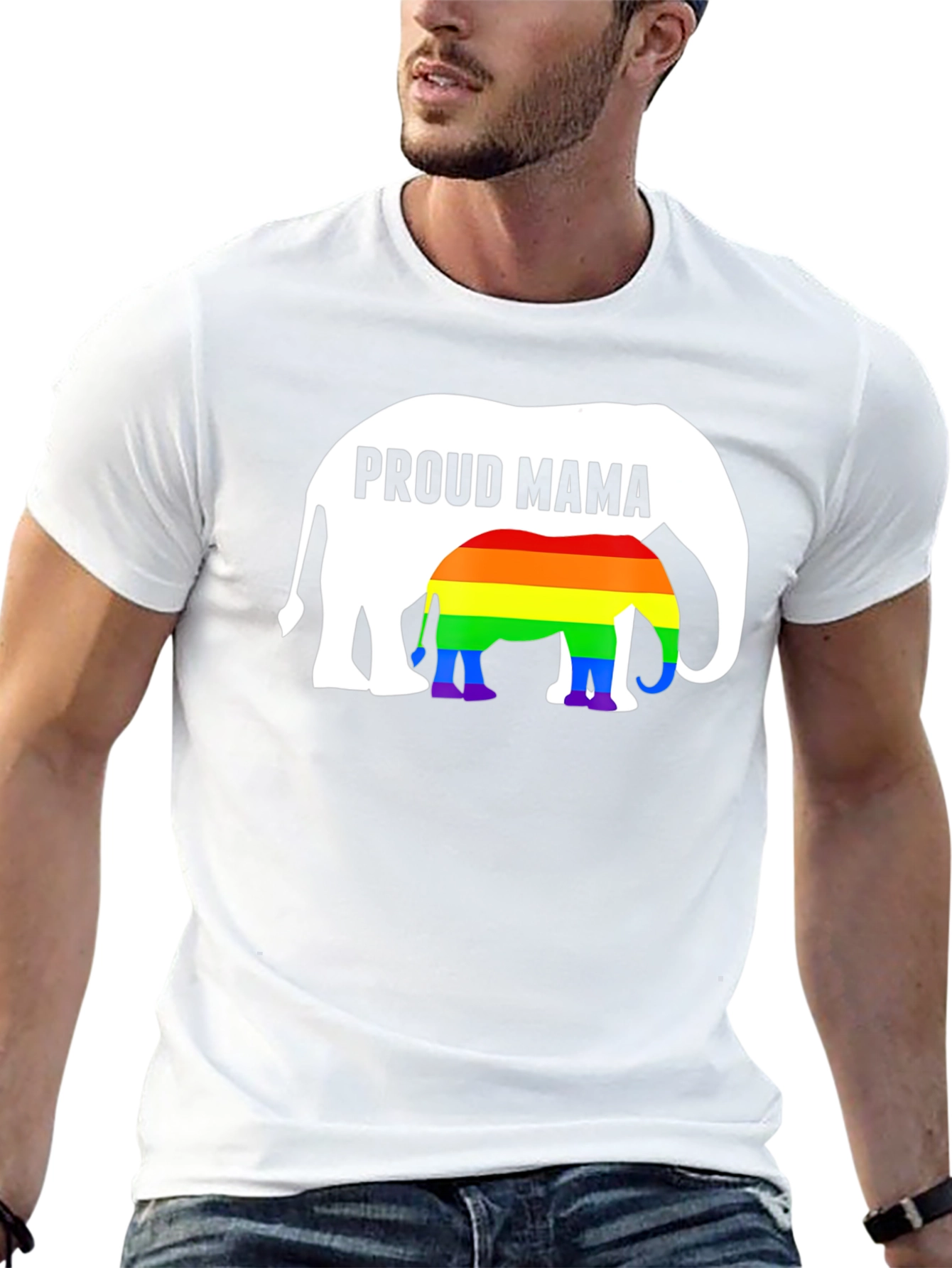 Proud Mama Elephant Rainbow LGBTQ+ T-Shirt