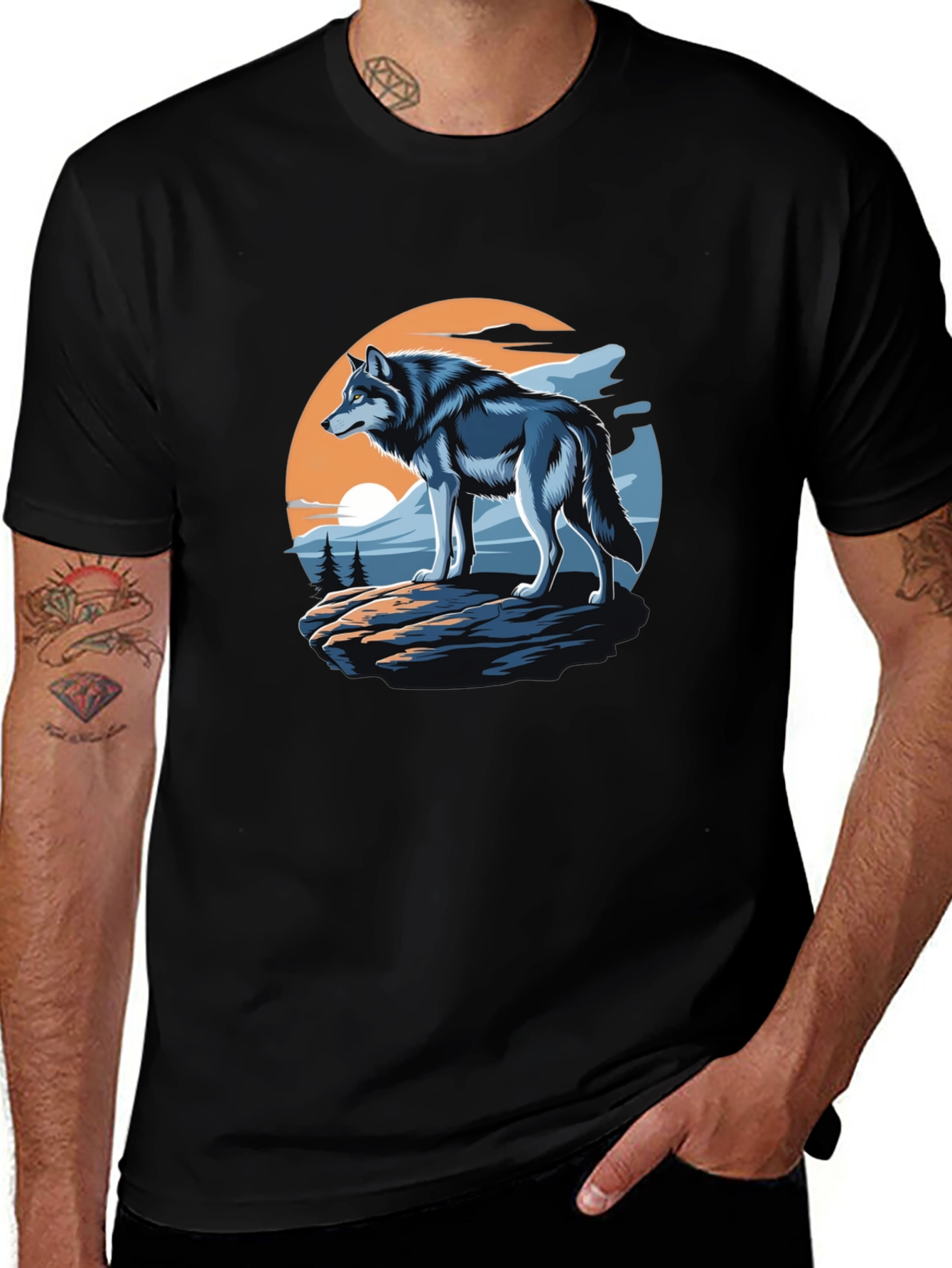 Wolf Graphic T-Shirt - Black Animal Tee