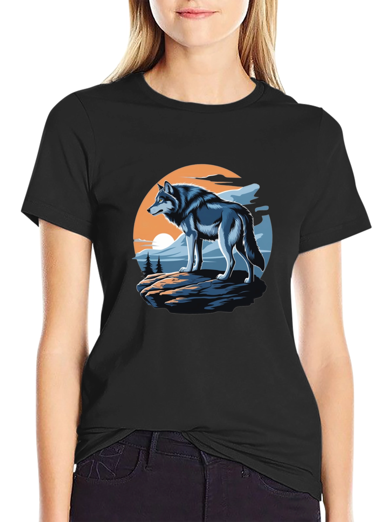Wolf Graphic T-Shirt - Black Animal Tee