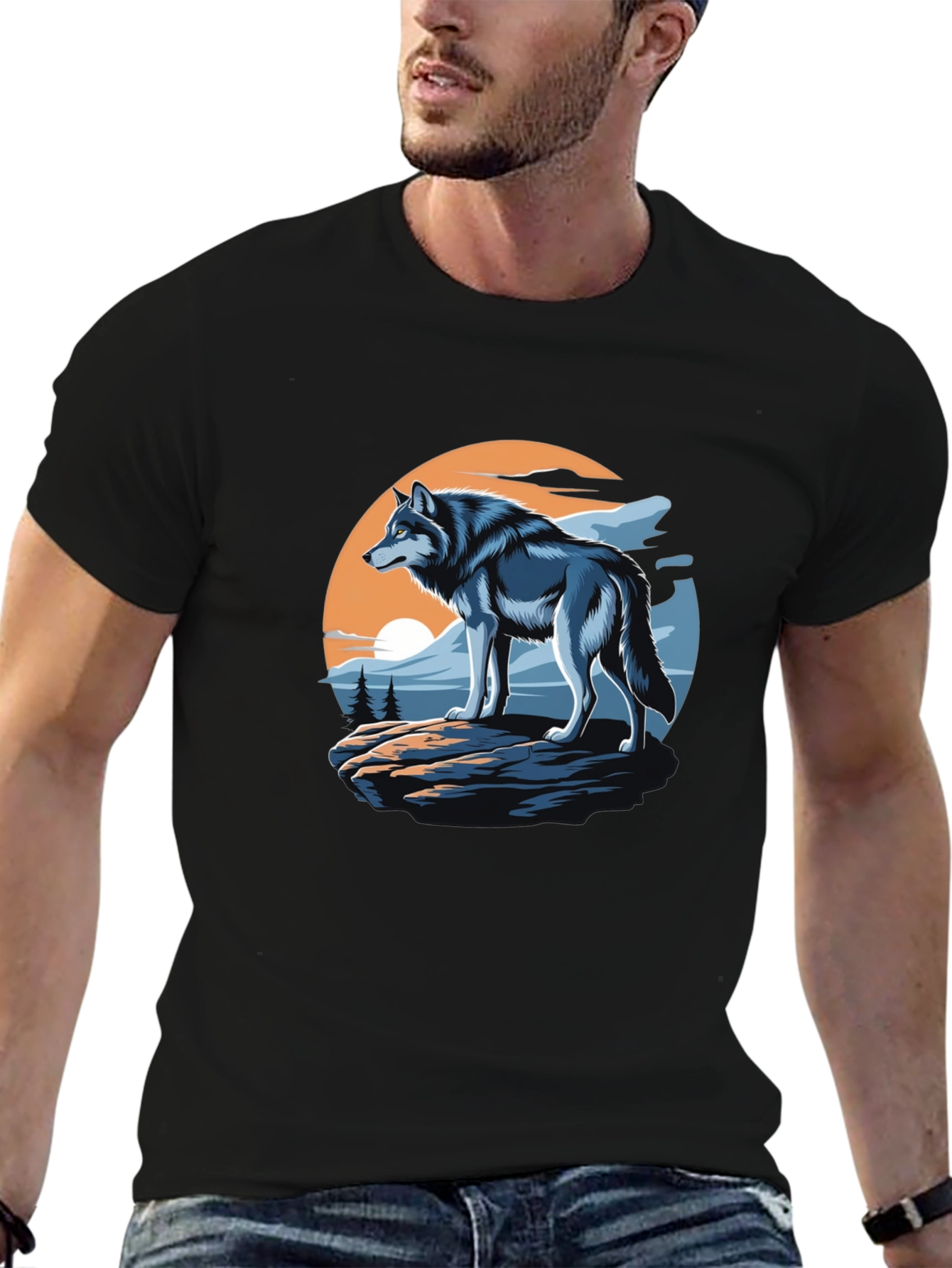 Wolf Graphic T-Shirt - Black Animal Tee