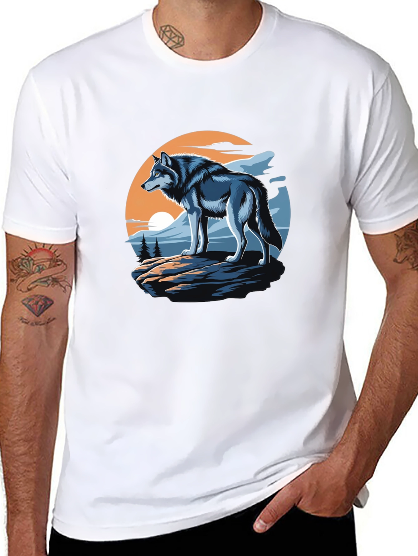 Wolf Graphic T-Shirt - Black Animal Tee