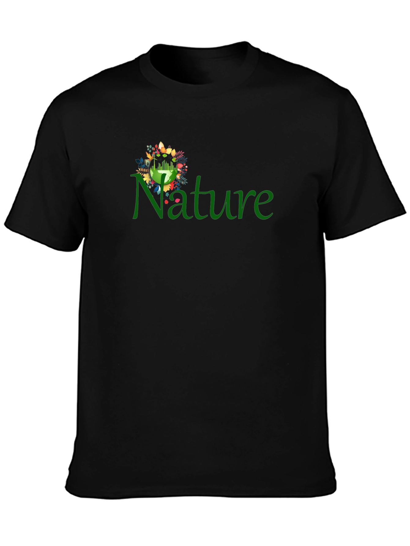 Nature Graphic Print Black T-Shirt