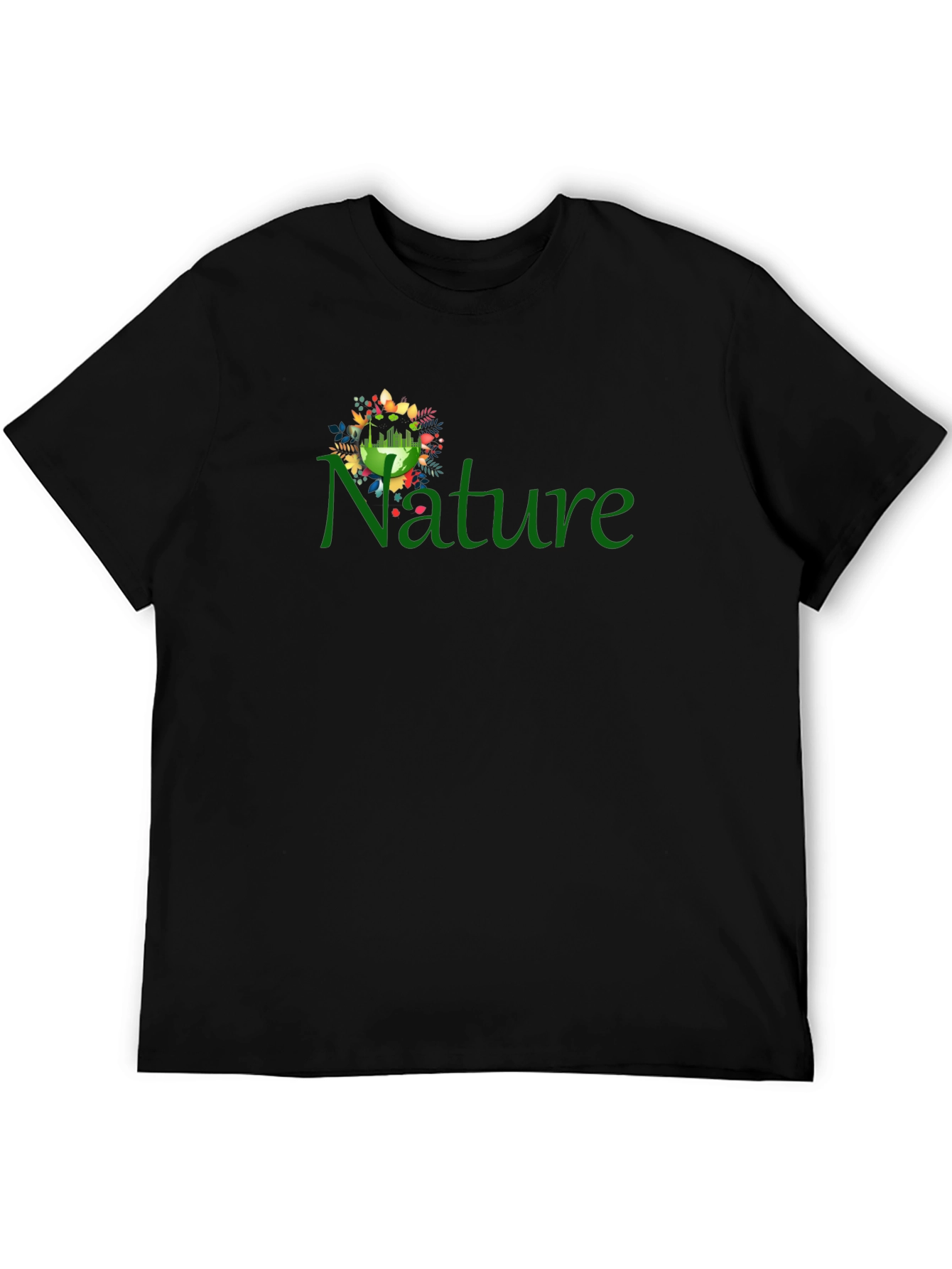 Nature Graphic Print Black T-Shirt