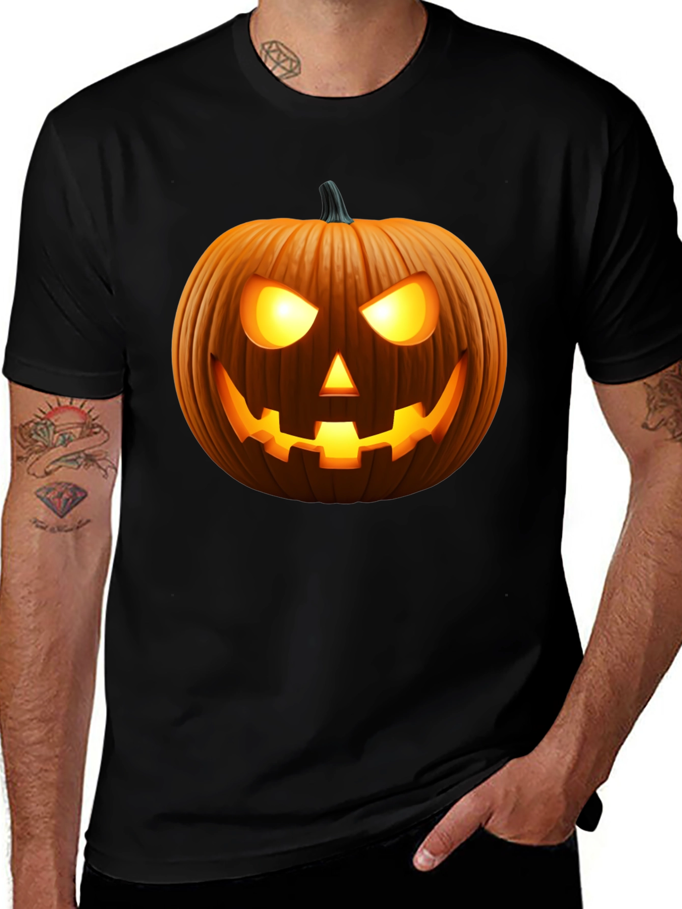 Spooky Pumpkin Halloween Black T-Shirt