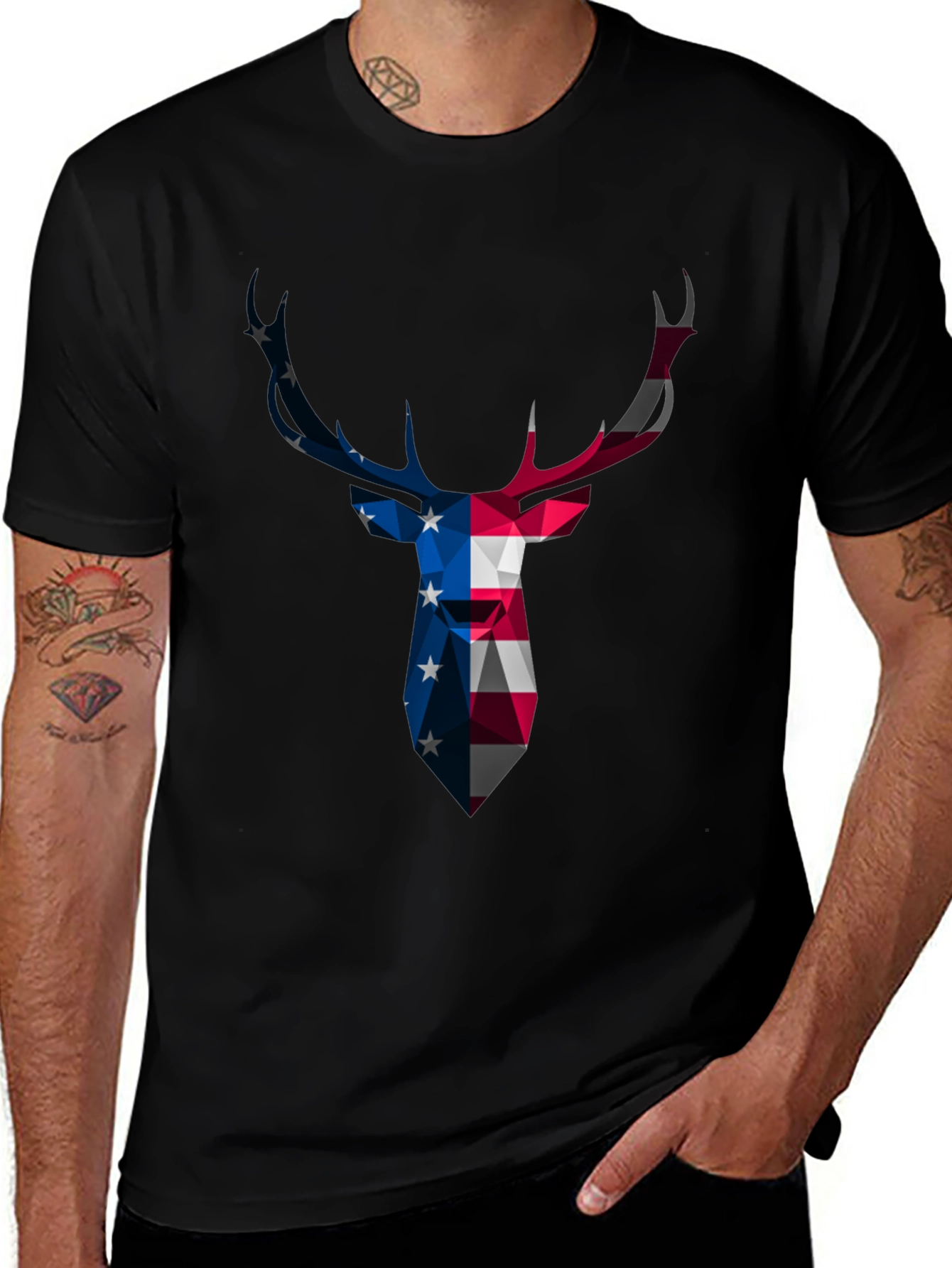 American Flag Deer Head Graphic Tee