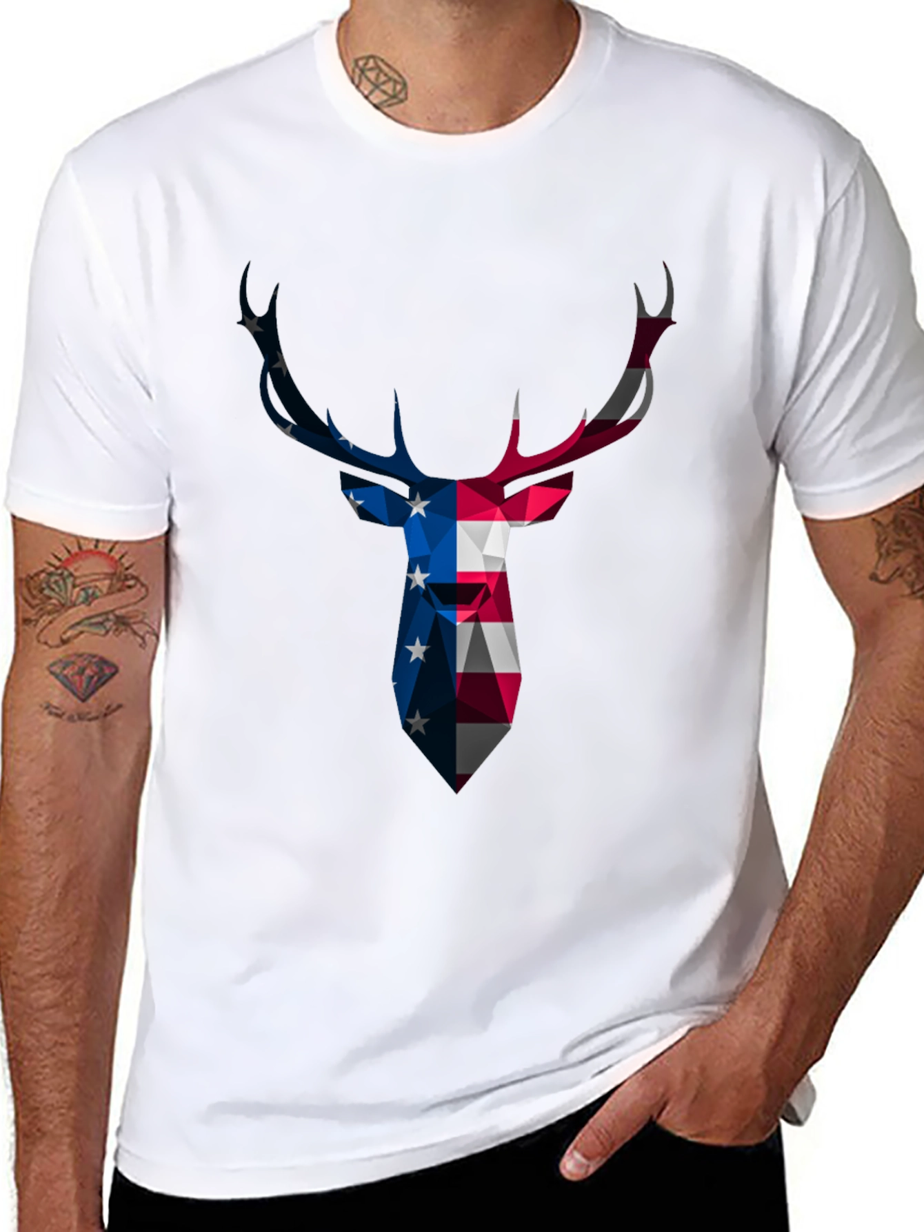 American Flag Deer Head Graphic Tee