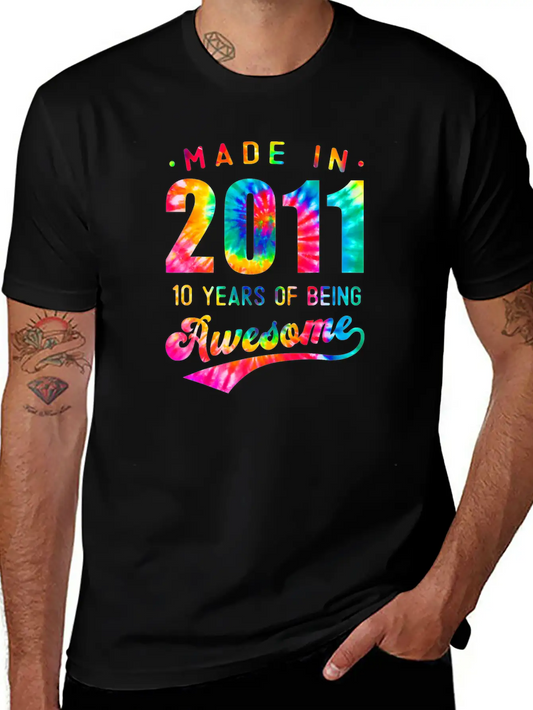 10 Jahre Alt 10. Geburtstag 2011 Tie Dye Awesome Essential Cotton Tee For Daily Outfits – Unisex Style