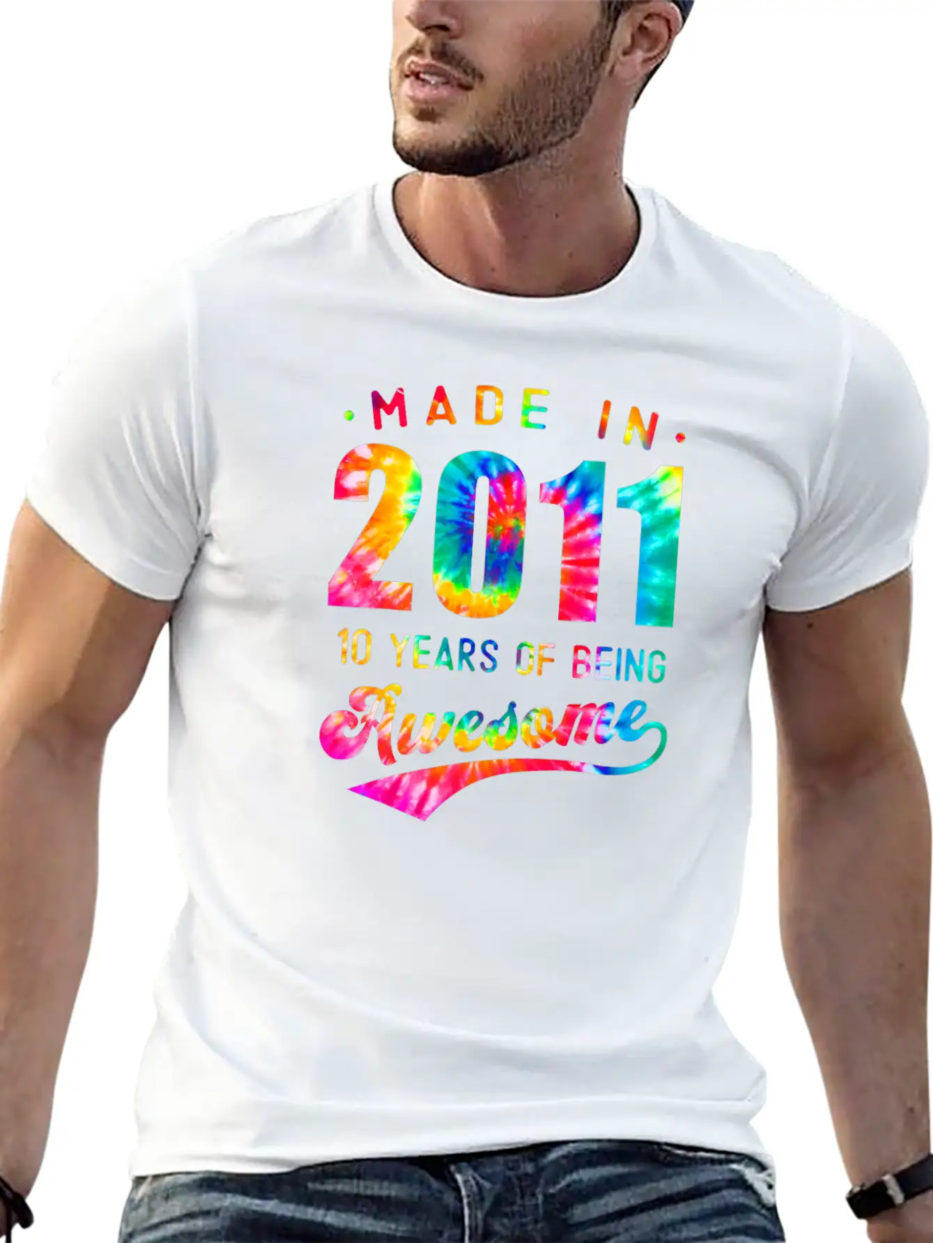 10 Jahre Alt 10. Geburtstag 2011 Tie Dye Awesome Essential Cotton Tee For Daily Outfits – Unisex Style