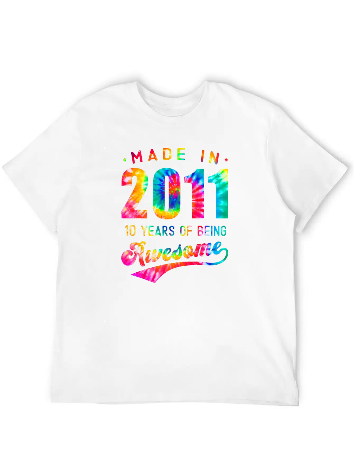10 Jahre Alt 10. Geburtstag 2011 Tie Dye Awesome Essential Cotton Tee For Daily Outfits – Unisex Style