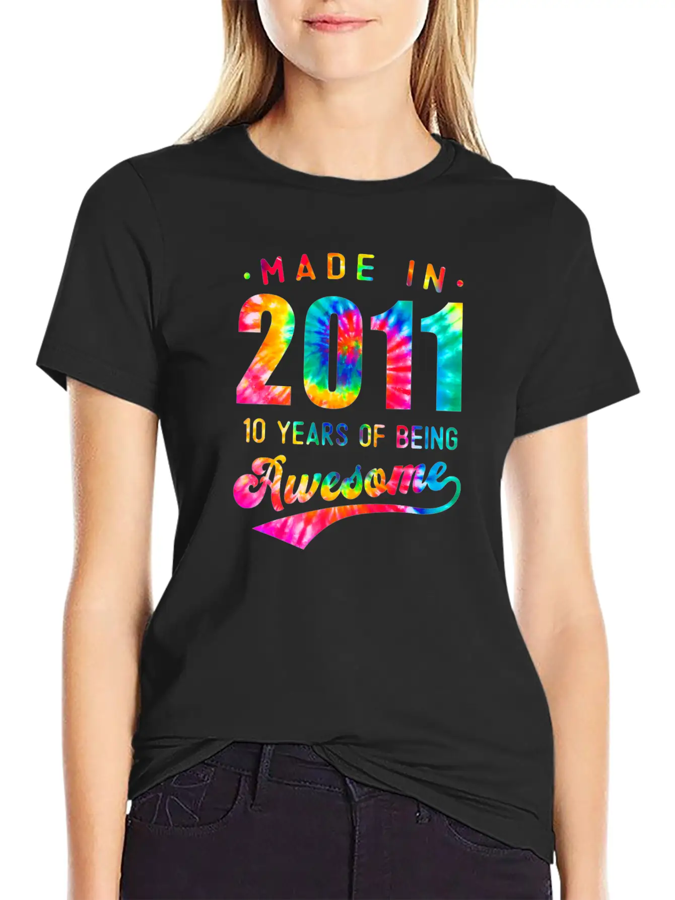 10 Jahre Alt 10. Geburtstag 2011 Tie Dye Awesome Essential Cotton Tee For Daily Outfits – Unisex Style