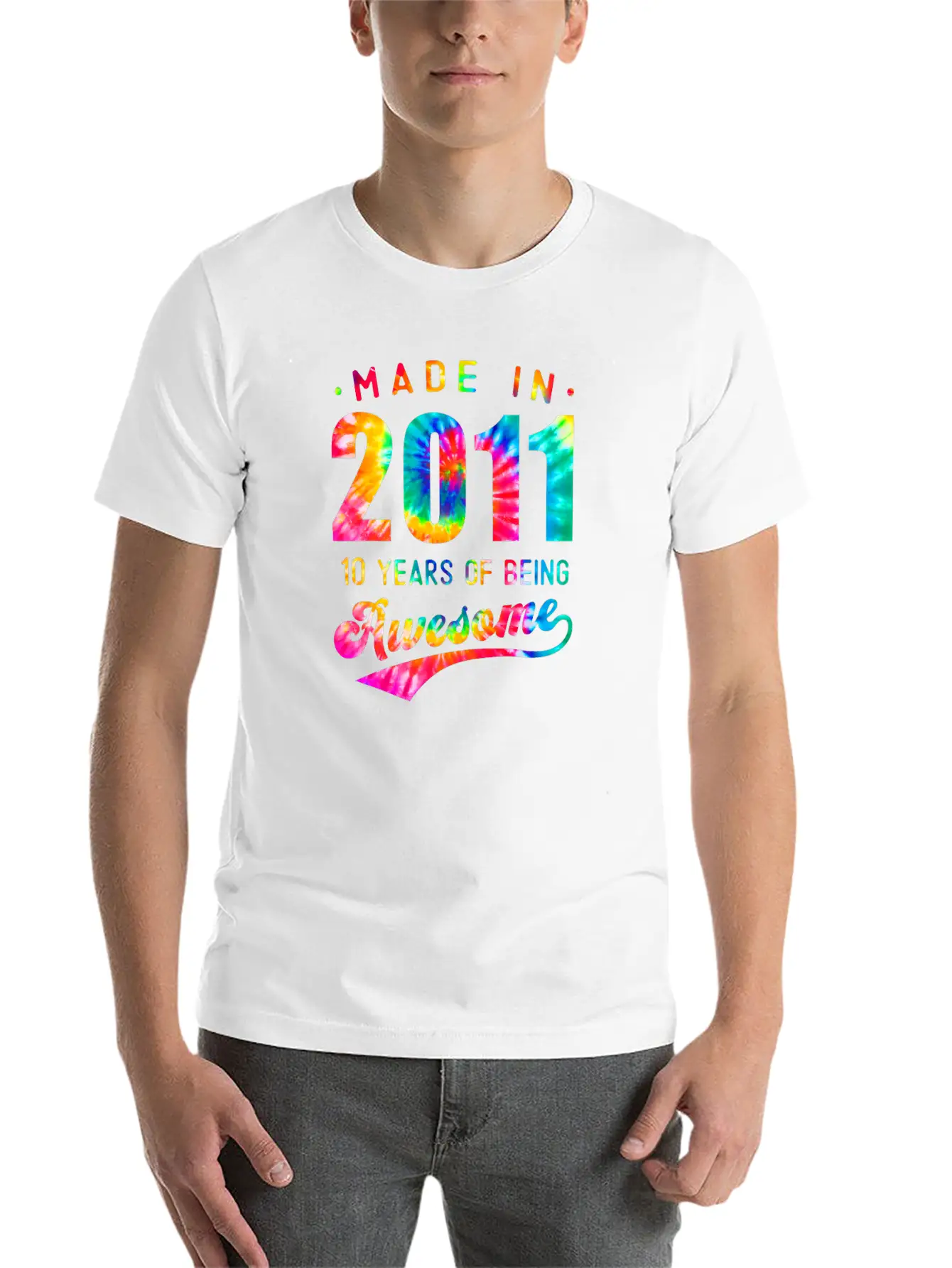 10 Jahre Alt 10. Geburtstag 2011 Tie Dye Awesome Essential Cotton Tee For Daily Outfits – Unisex Style