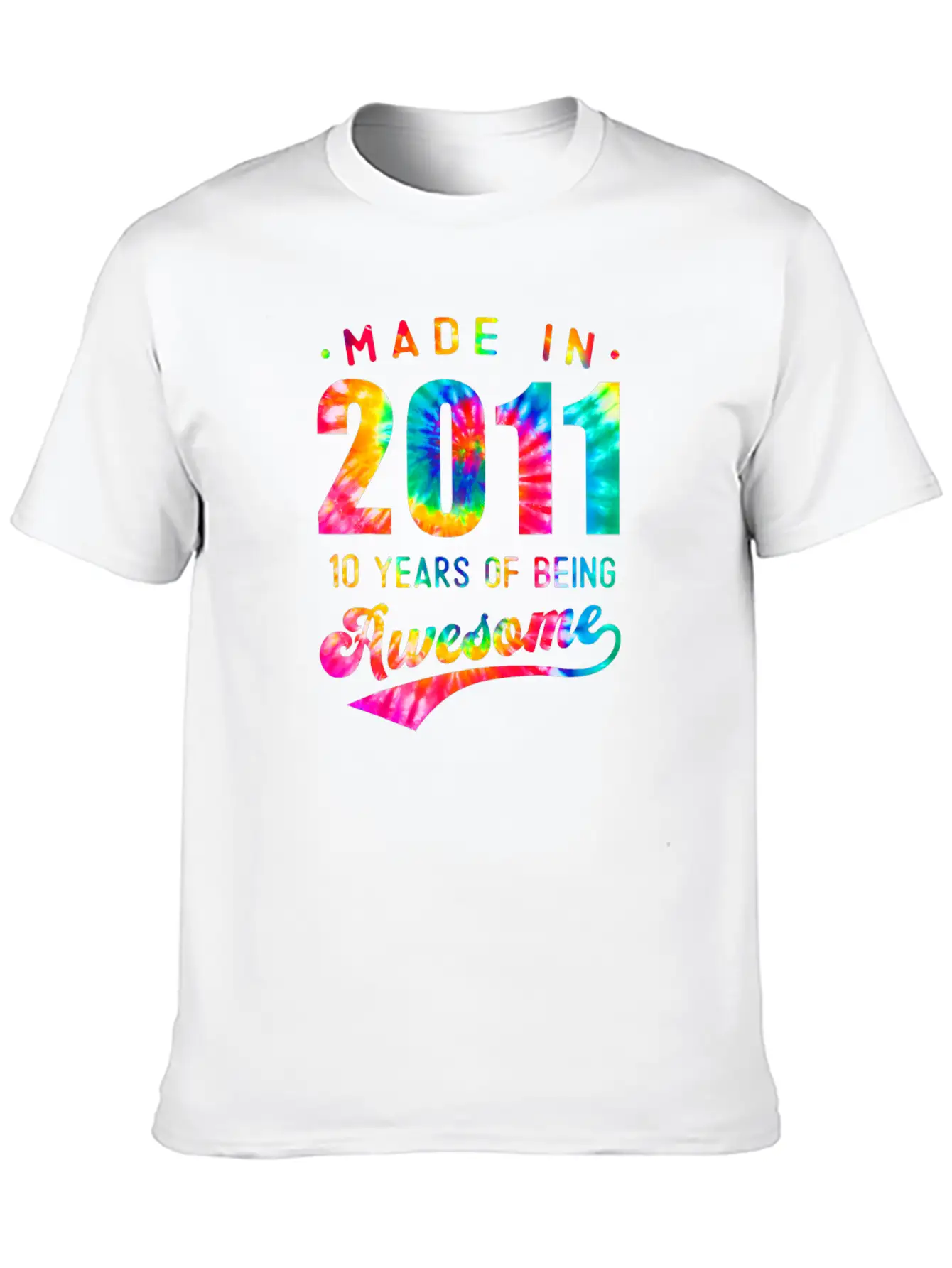 10 Jahre Alt 10. Geburtstag 2011 Tie Dye Awesome Essential Cotton Tee For Daily Outfits – Unisex Style