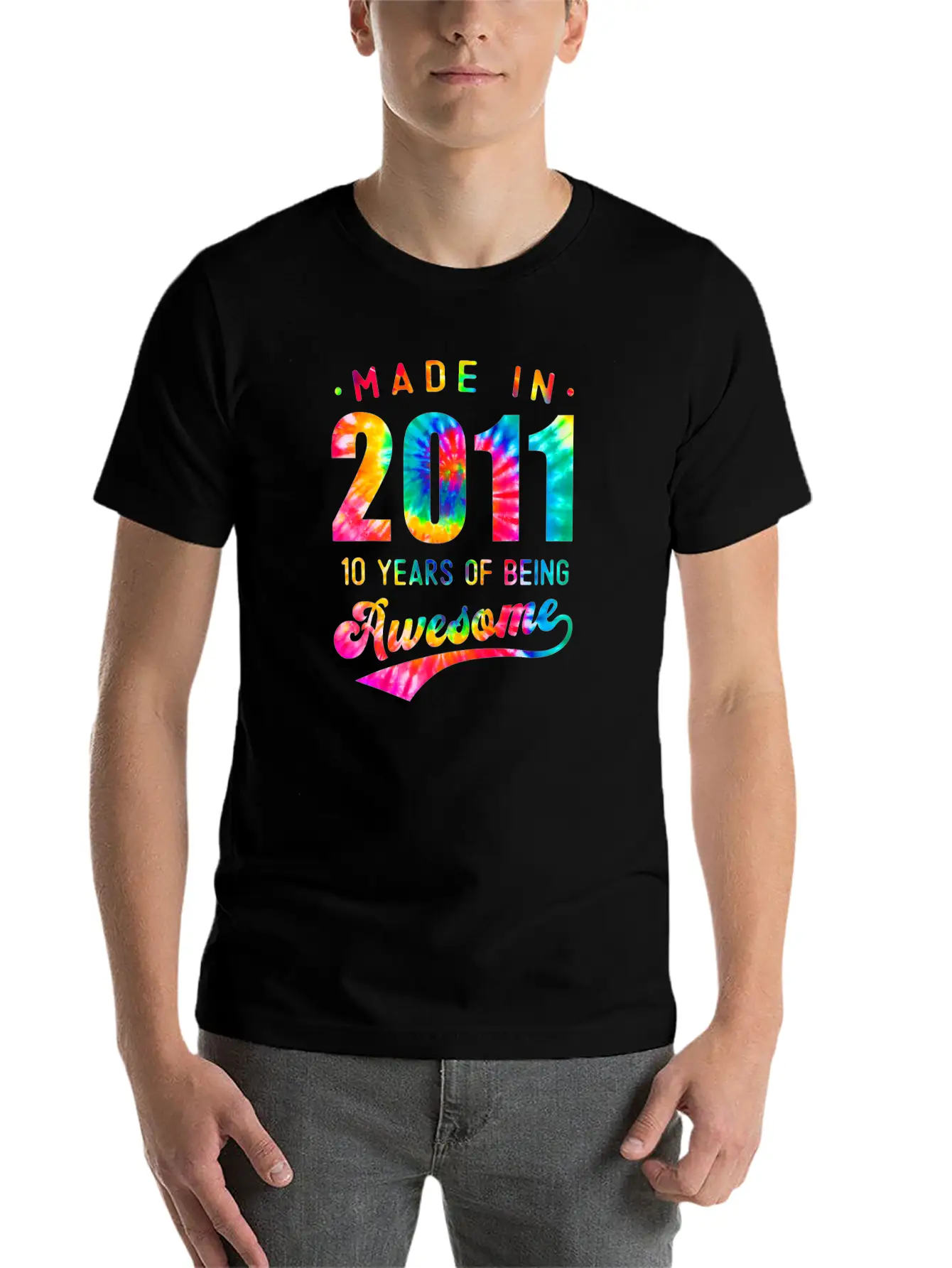 10 Jahre Alt 10. Geburtstag 2011 Tie Dye Awesome Essential Cotton Tee For Daily Outfits – Unisex Style