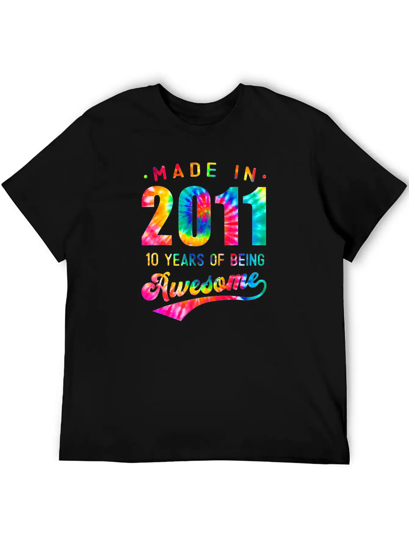 10 Jahre Alt 10. Geburtstag 2011 Tie Dye Awesome Essential Cotton Tee For Daily Outfits – Unisex Style