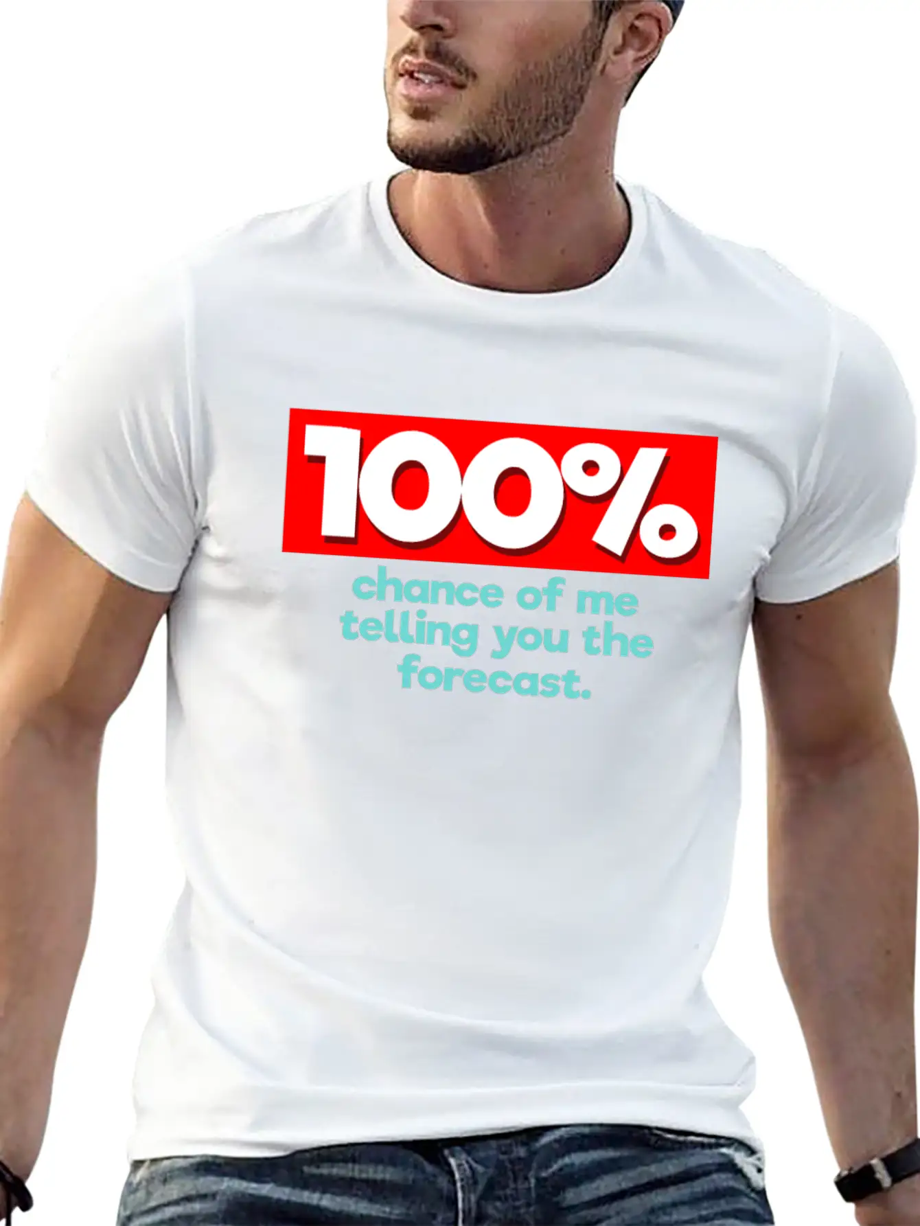 100% Chance Funny Weatherman Weather Man Lightweight Cotton T-Shirt – Daily Comfort Graphic Shirt