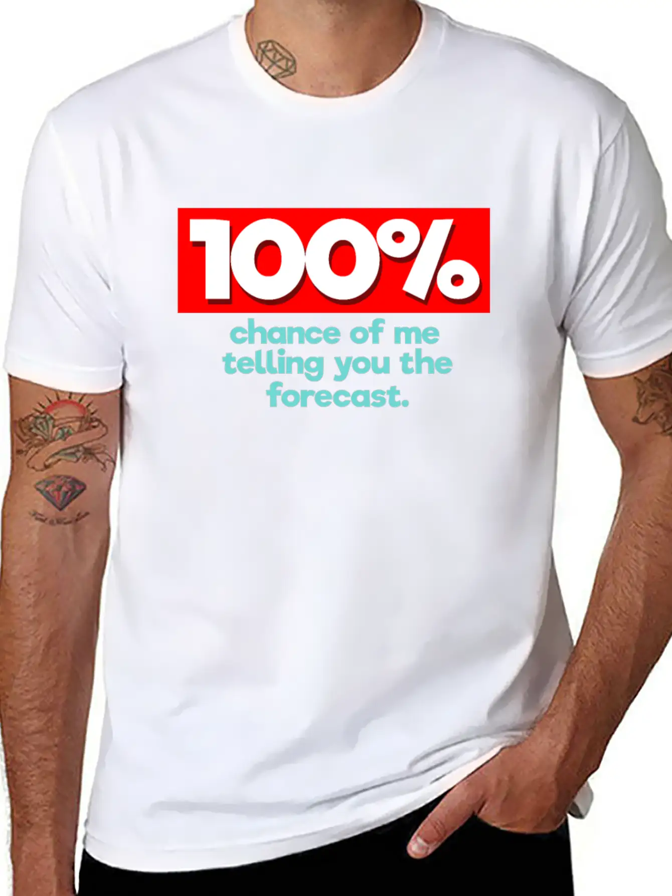 100% Chance Funny Weatherman Weather Man Lightweight Cotton T-Shirt – Daily Comfort Graphic Shirt