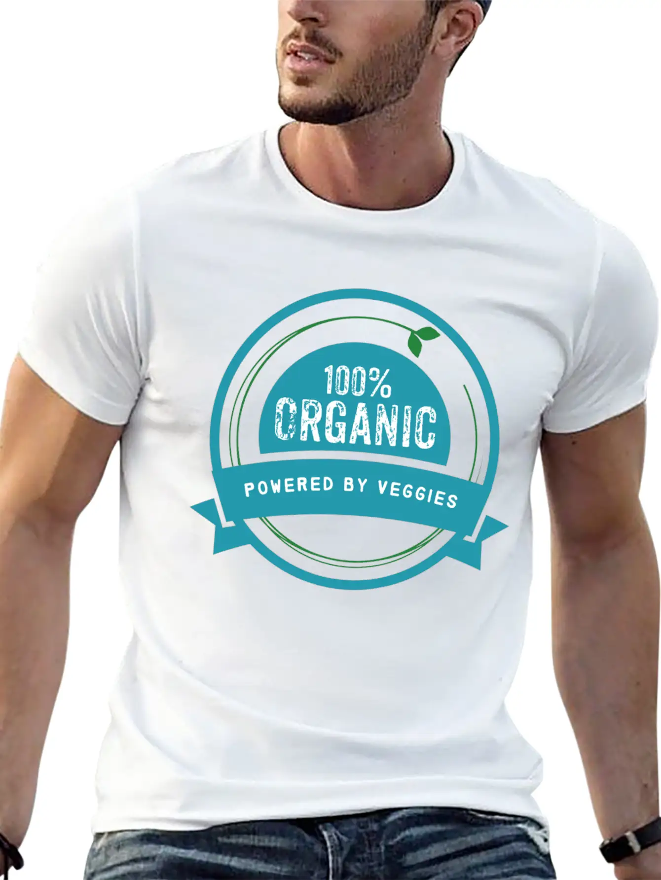 100% Organic. Powered By Veggies. Modern Fit Casual T-Shirt – Clean And Versatile Design