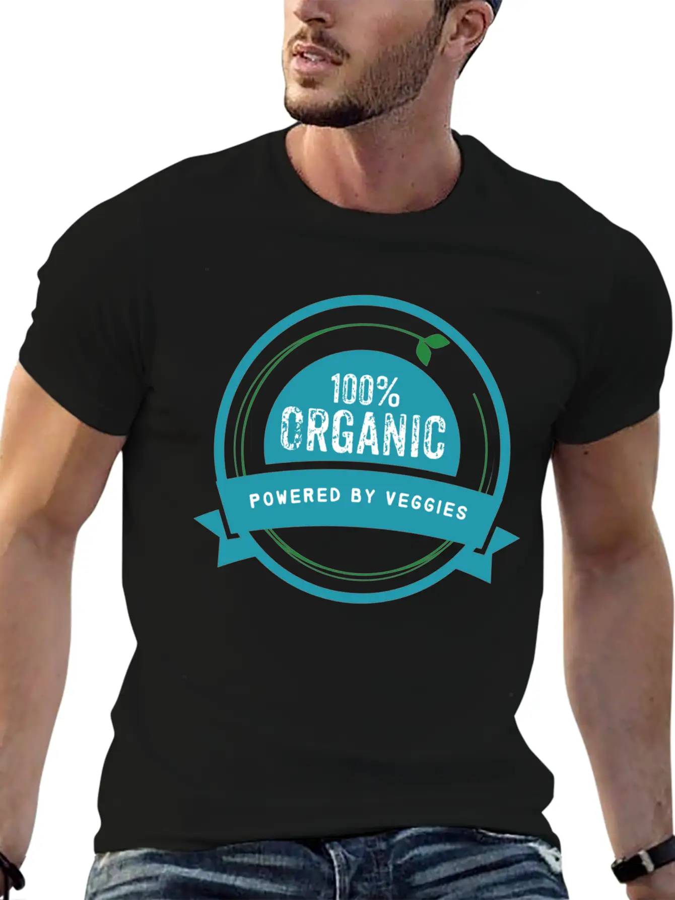100% Organic. Powered By Veggies. Modern Fit Casual T-Shirt – Clean And Versatile Design