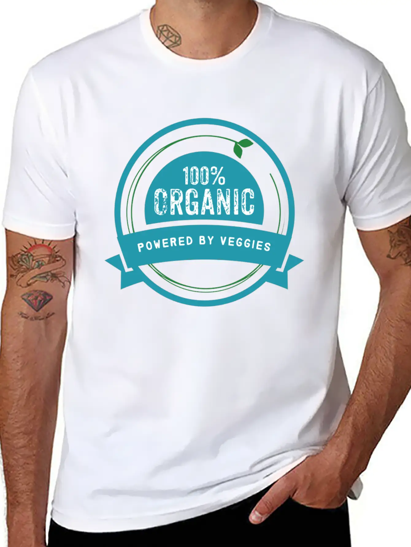 100% Organic. Powered By Veggies. Modern Fit Casual T-Shirt – Clean And Versatile Design
