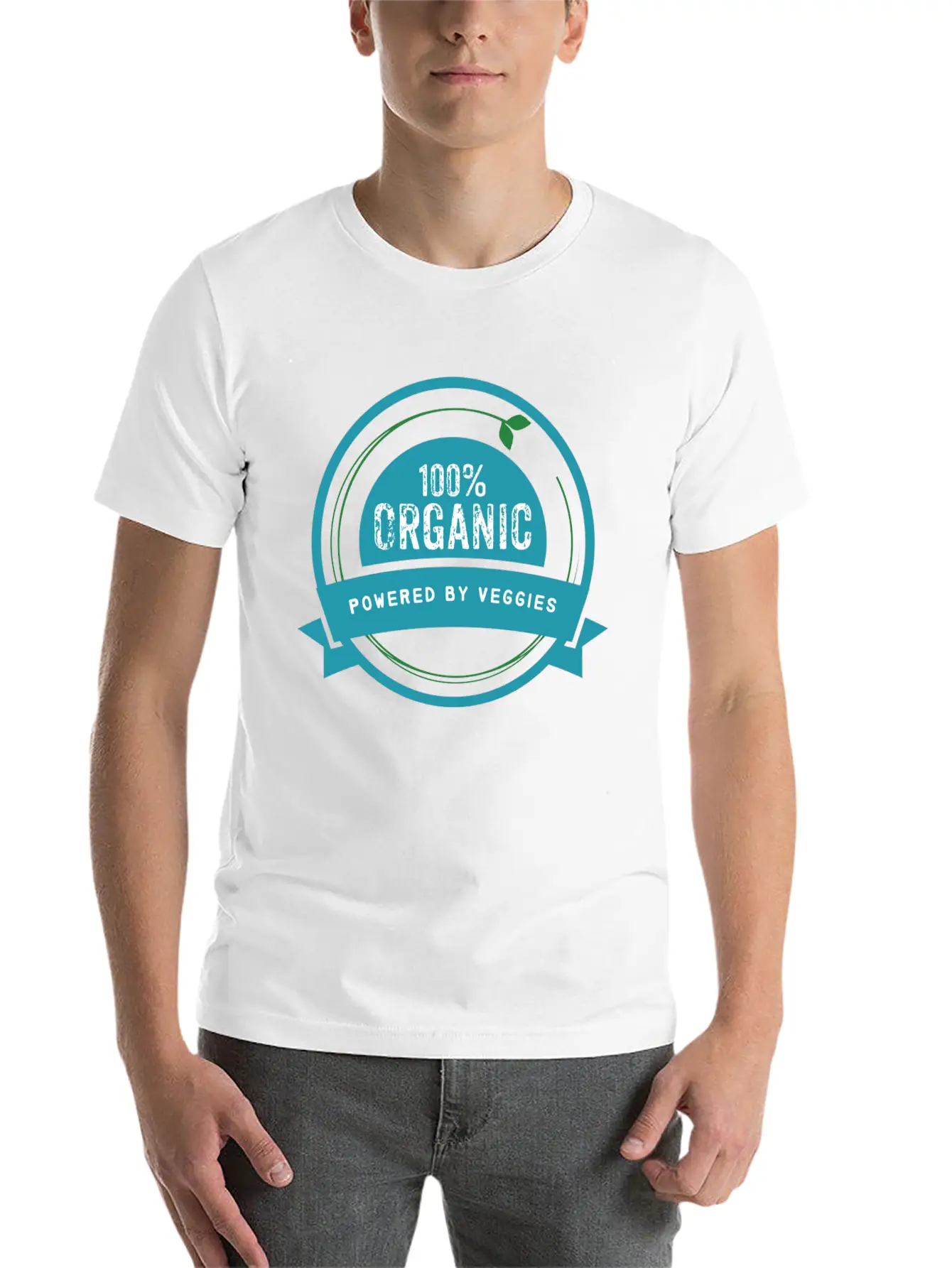 100% Organic. Powered By Veggies. Modern Fit Casual T-Shirt – Clean And Versatile Design