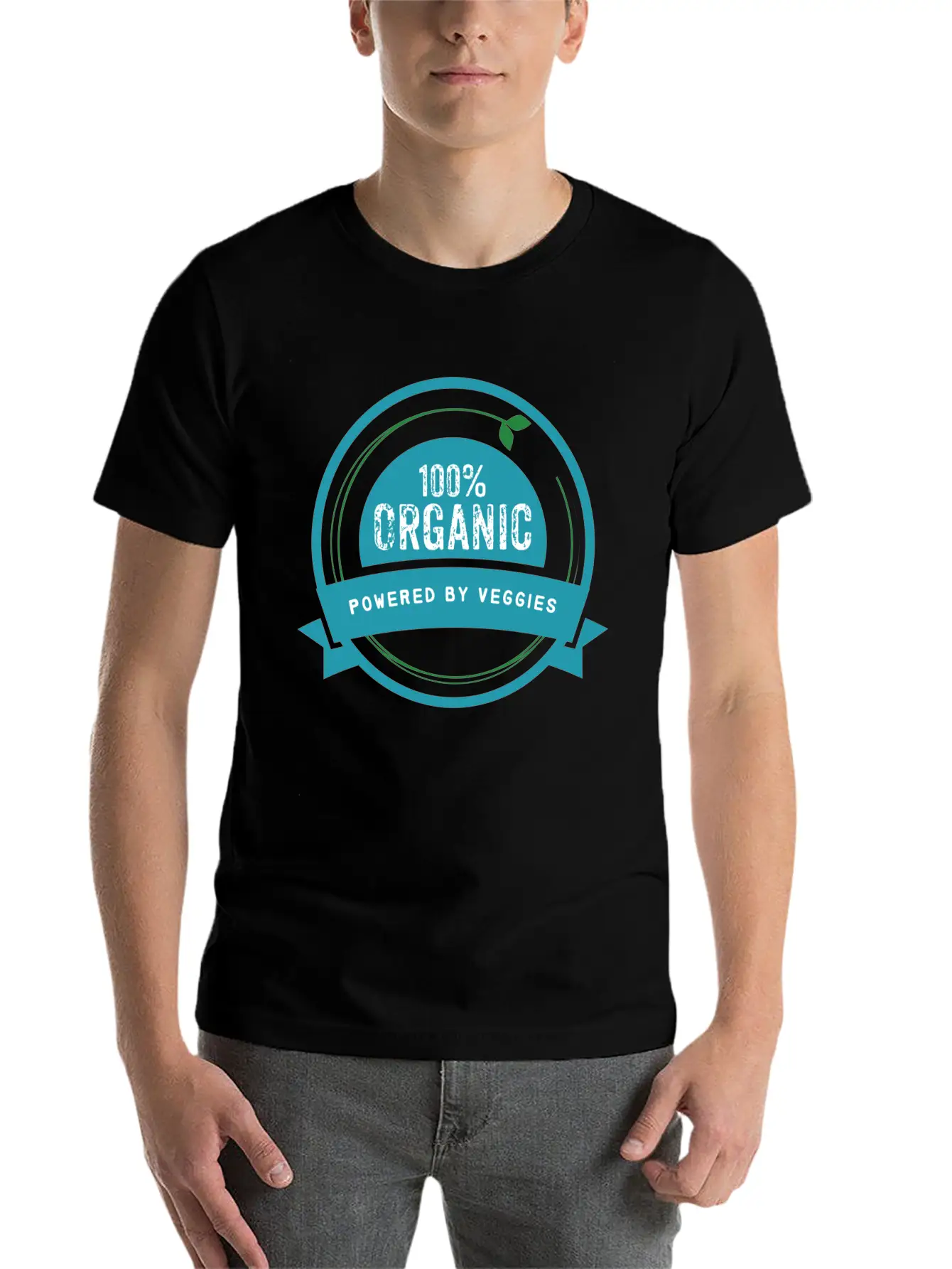 100% Organic. Powered By Veggies. Modern Fit Casual T-Shirt – Clean And Versatile Design