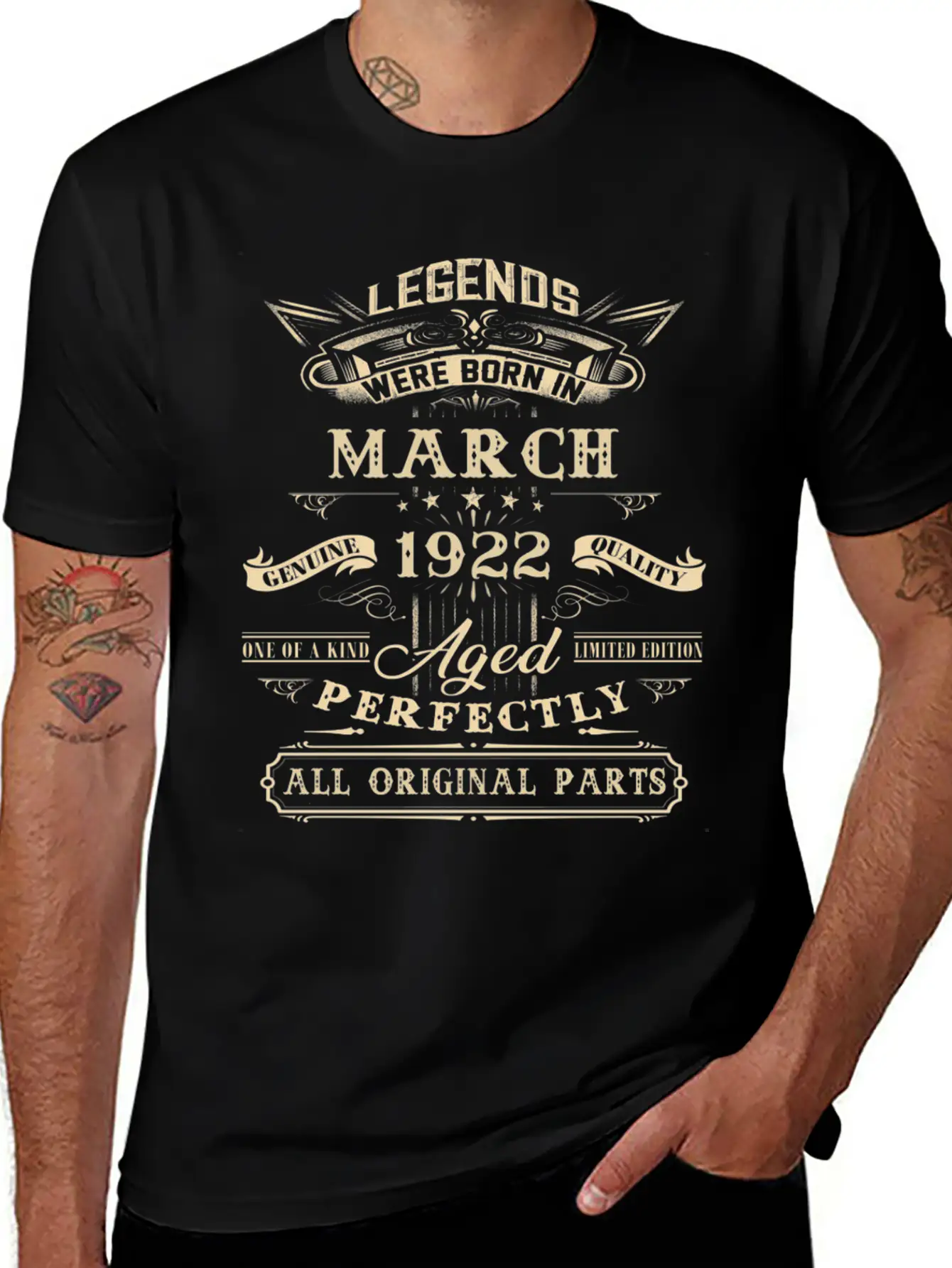 100Th For Legends Born March 1922 100 Yr Old Lightweight Cotton T-Shirt – Daily Comfort Graphic Shirt