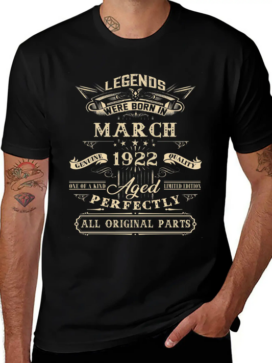 100Th For Legends Born March 1922 100 Yr Old Lightweight Cotton T-Shirt – Daily Comfort Graphic Shirt