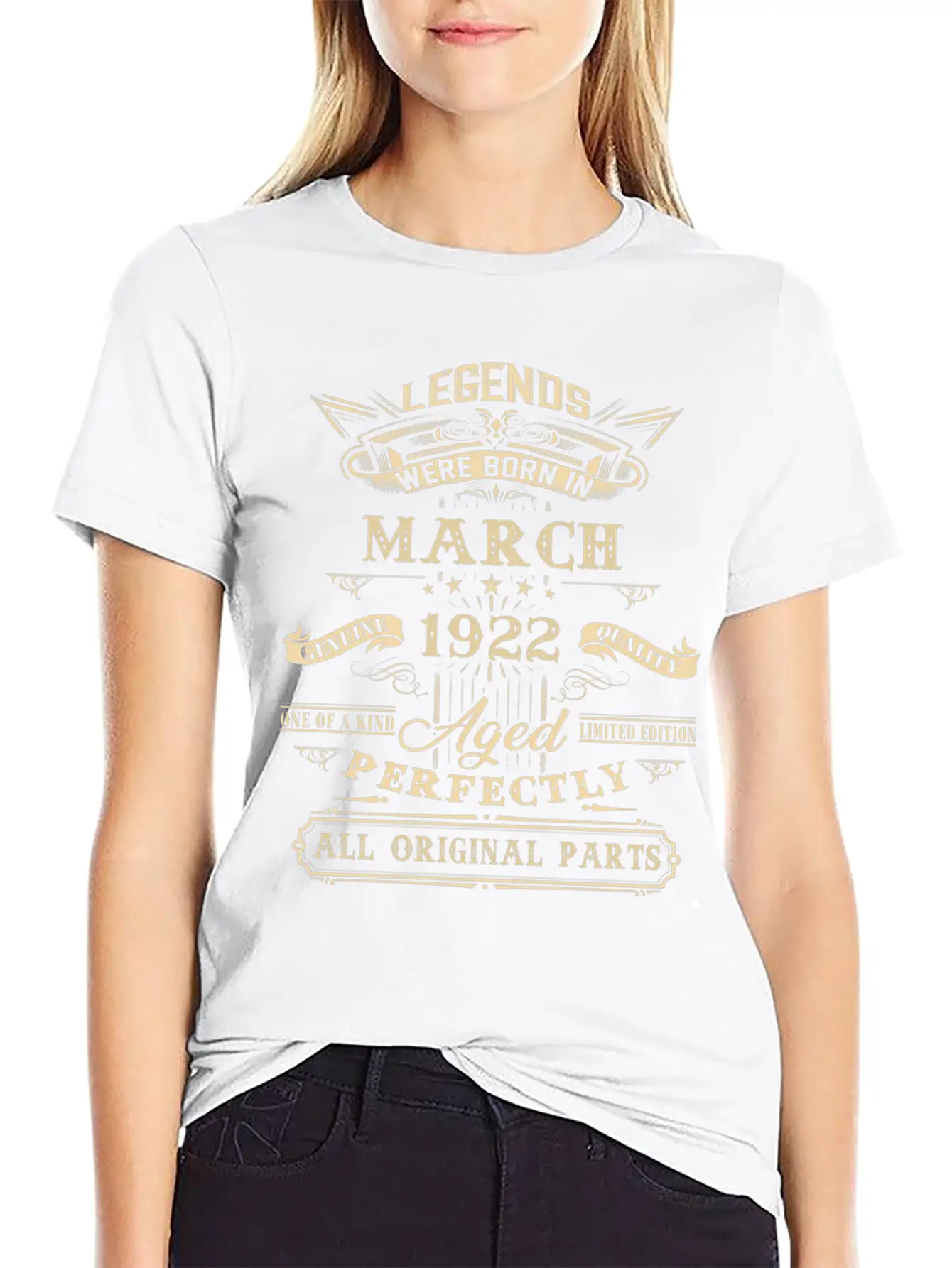 100Th For Legends Born March 1922 100 Yr Old Lightweight Cotton T-Shirt – Daily Comfort Graphic Shirt