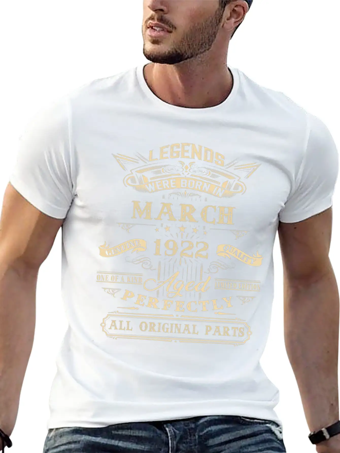 100Th For Legends Born March 1922 100 Yr Old Lightweight Cotton T-Shirt – Daily Comfort Graphic Shirt