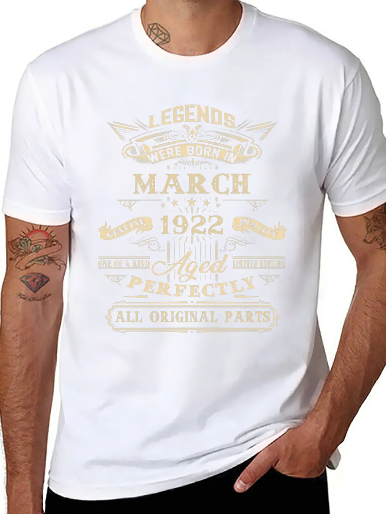 100Th For Legends Born March 1922 100 Yr Old Lightweight Cotton T-Shirt – Daily Comfort Graphic Shirt