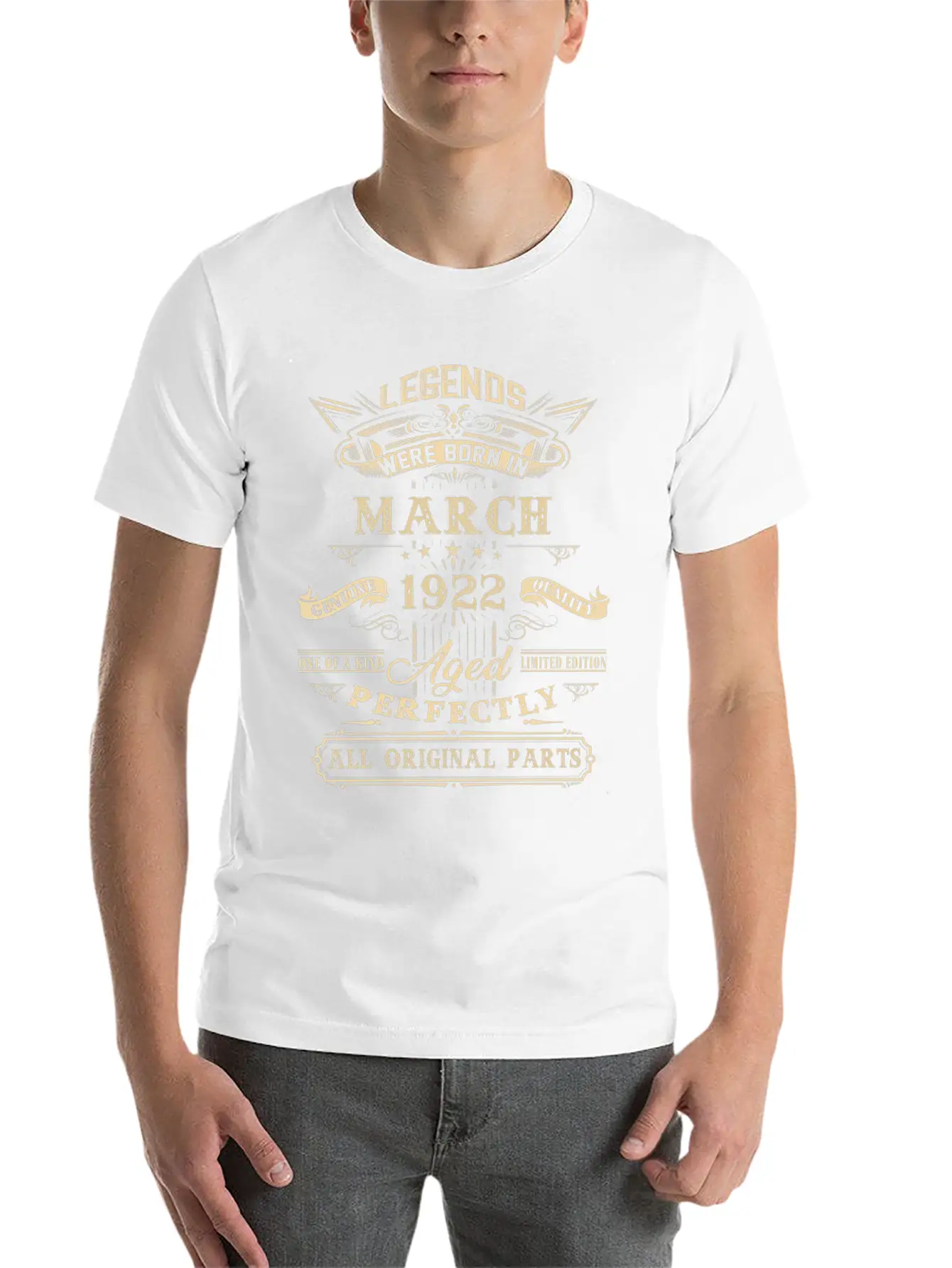 100Th For Legends Born March 1922 100 Yr Old Lightweight Cotton T-Shirt – Daily Comfort Graphic Shirt