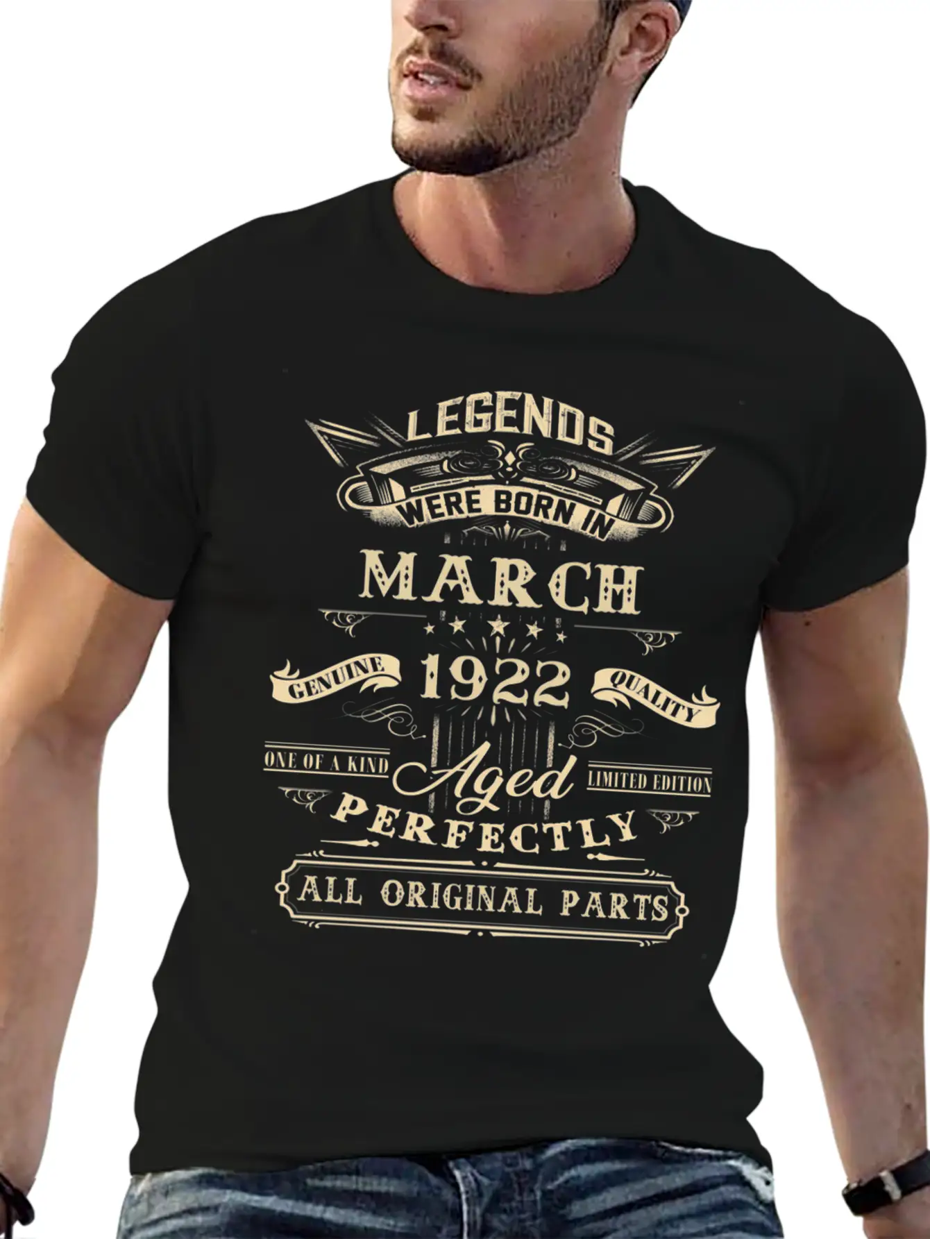 100Th For Legends Born March 1922 100 Yr Old Lightweight Cotton T-Shirt – Daily Comfort Graphic Shirt