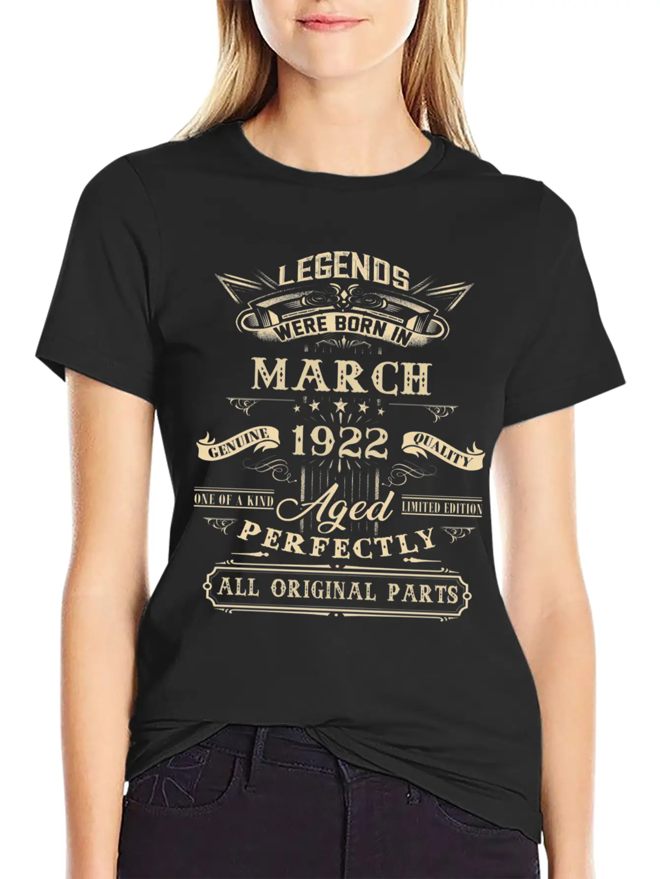100Th For Legends Born March 1922 100 Yr Old Lightweight Cotton T-Shirt – Daily Comfort Graphic Shirt