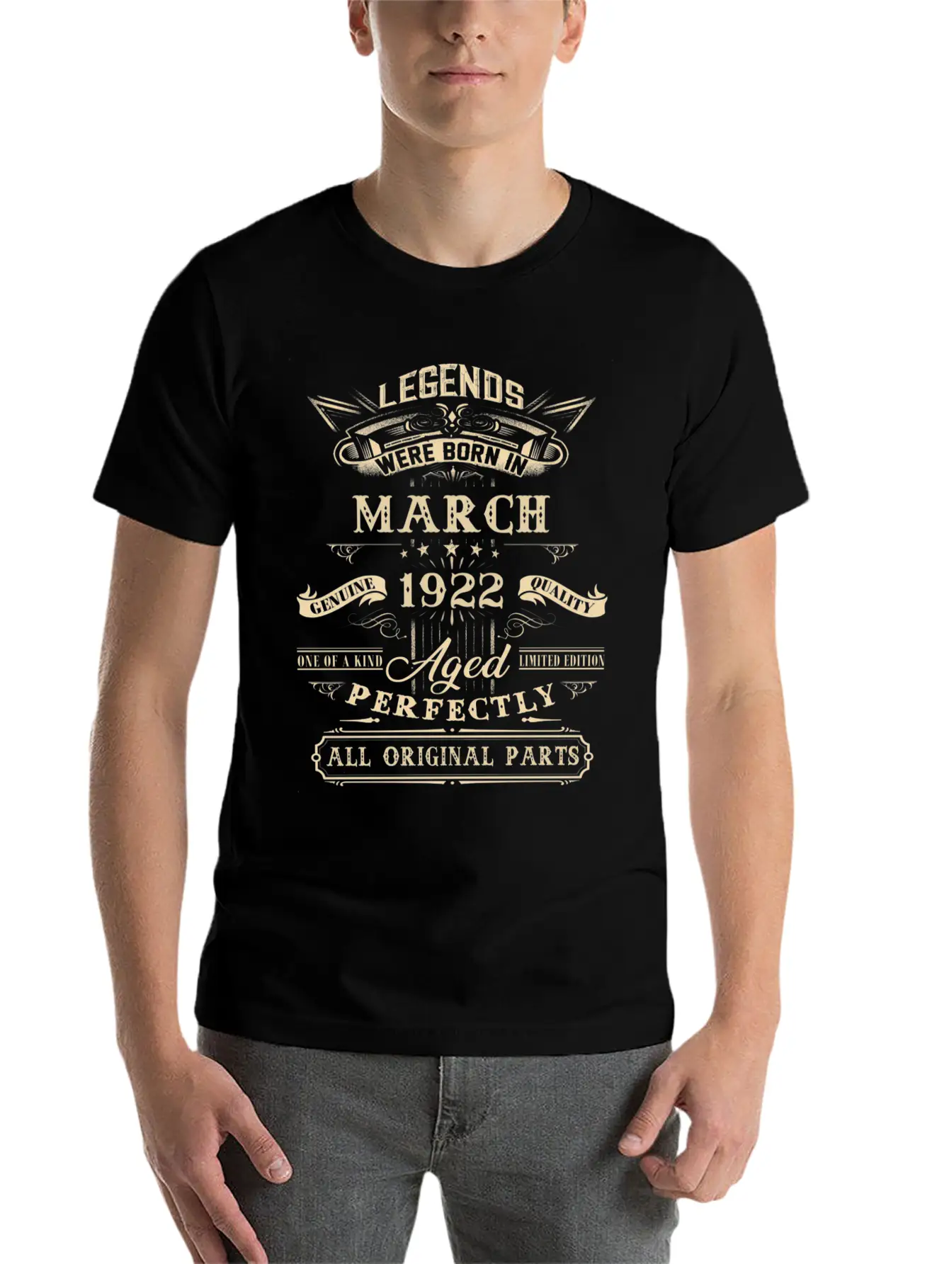 100Th For Legends Born March 1922 100 Yr Old Lightweight Cotton T-Shirt – Daily Comfort Graphic Shirt