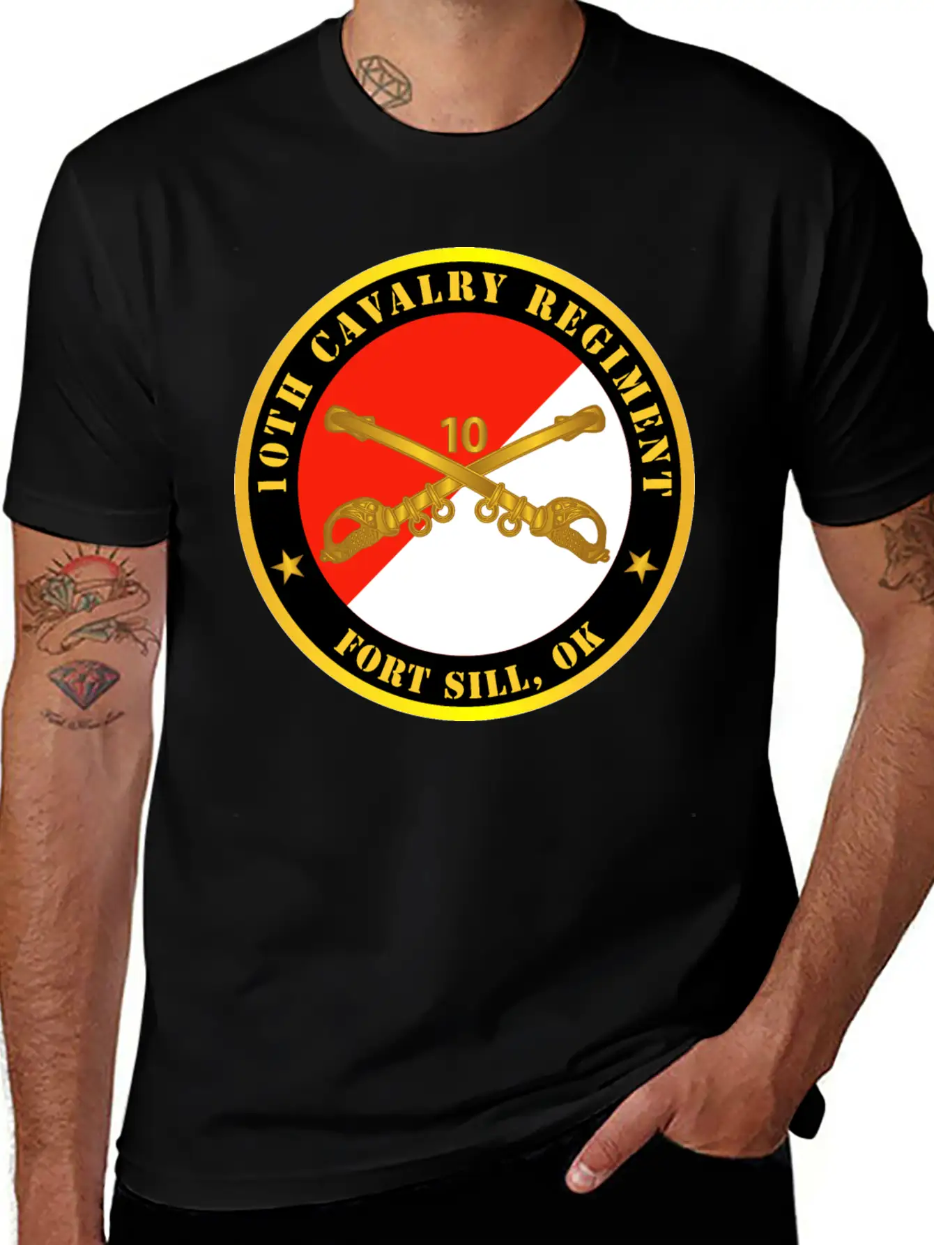 10th Cavalry Regiment Fort Sill OK W Cav Branch Modern Fit Casual T-Shirt ��� Clean And Versatile Design