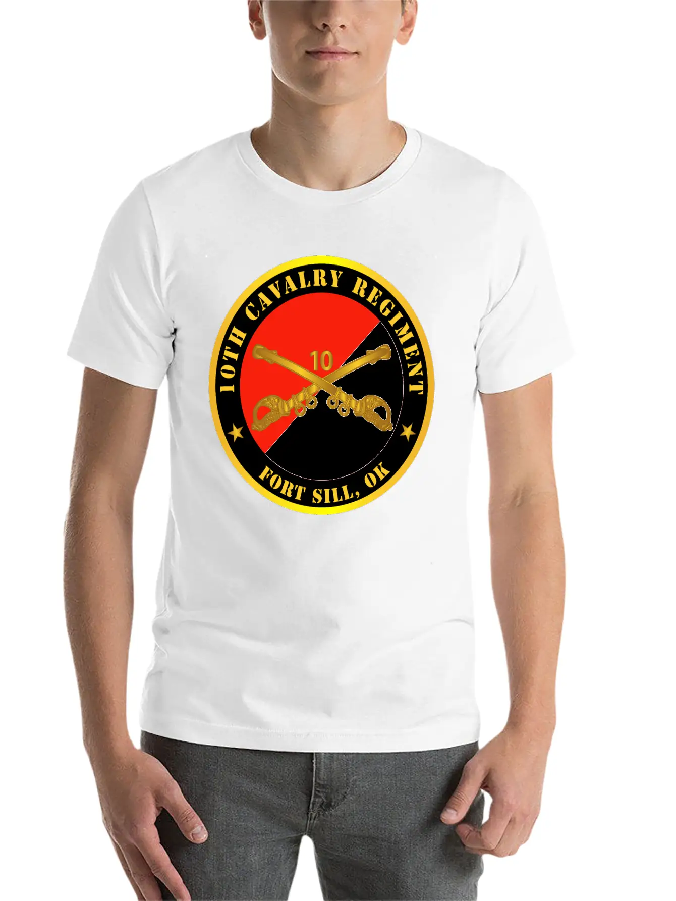 10th Cavalry Regiment Fort Sill OK W Cav Branch Modern Fit Casual T-Shirt ��� Clean And Versatile Design